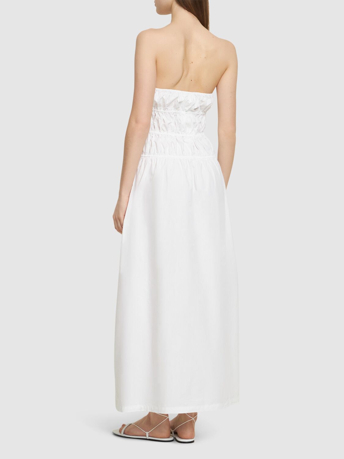 Shop Designers Remix Connor Strapless Cotton Midi Dress In White