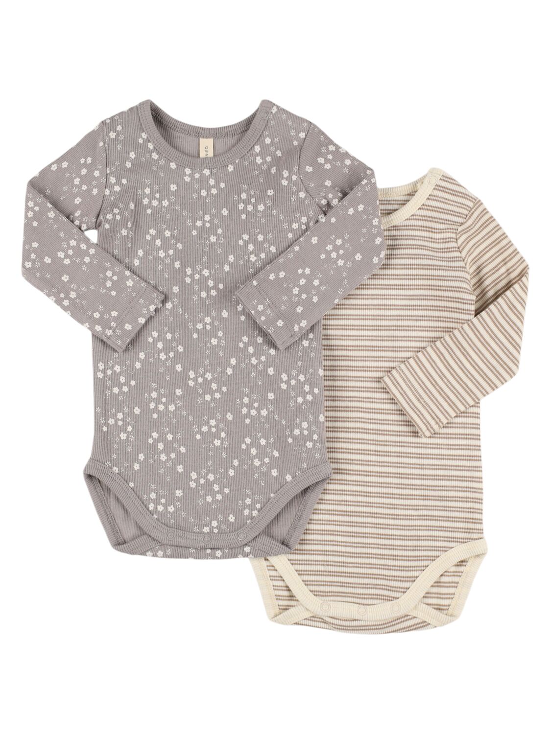 Quincy Mae Babies' Set Of 2  Organic Cotton Bodysuits In Multi