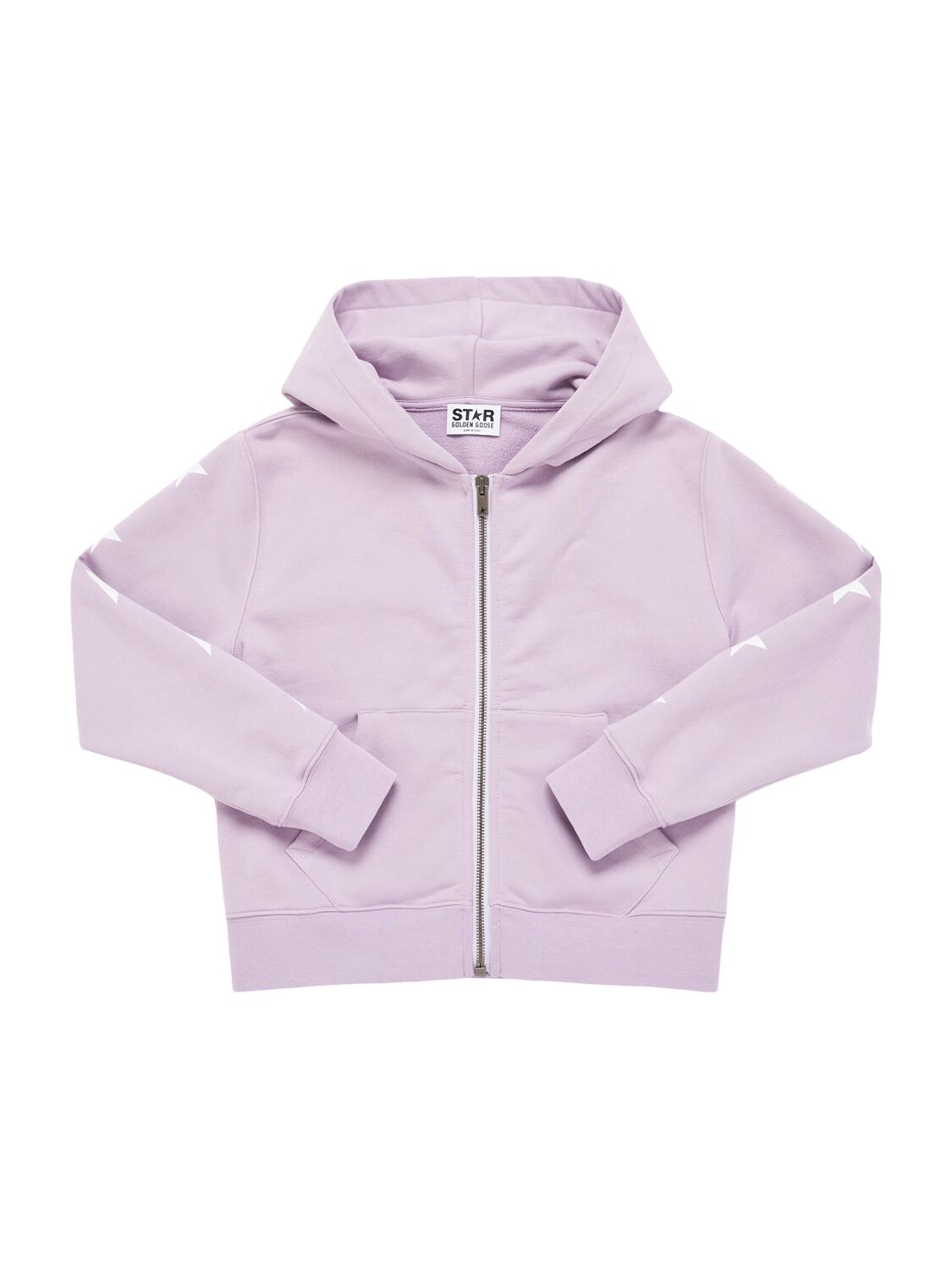 Golden Goose Kids' Star Logo Cotton Zip-up Sweatshirt In Fair Orchid