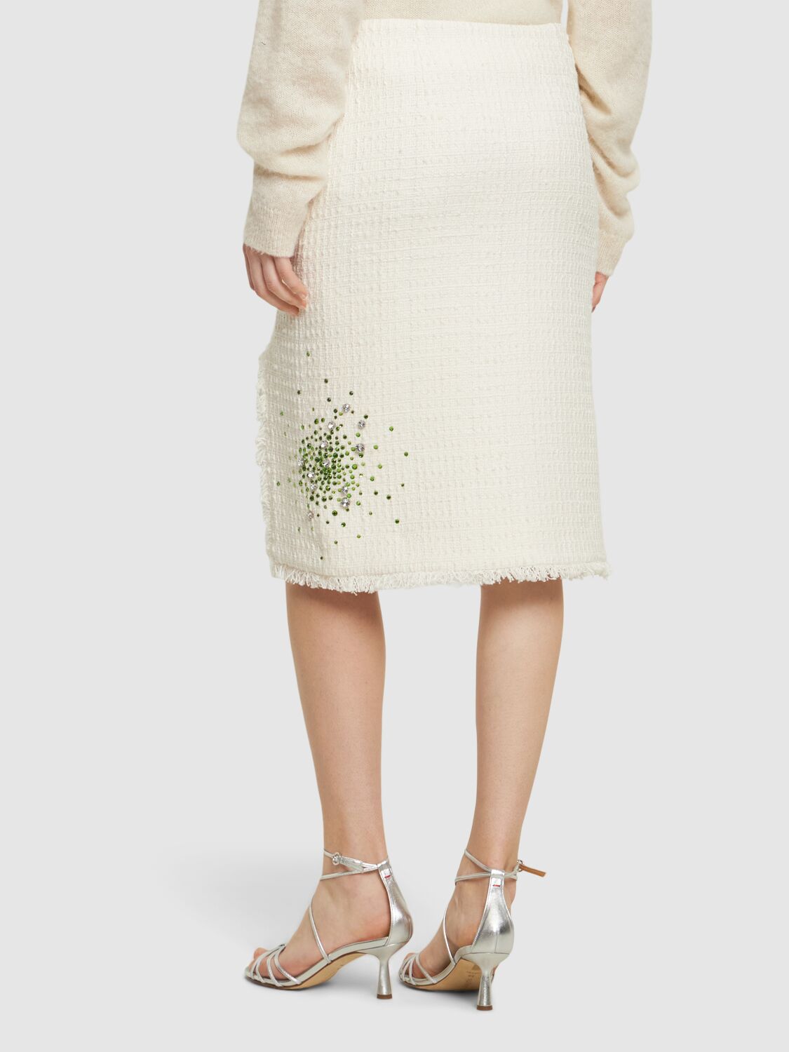 Shop Des Phemmes Tweed Rounded Edge Mini Skirt In White