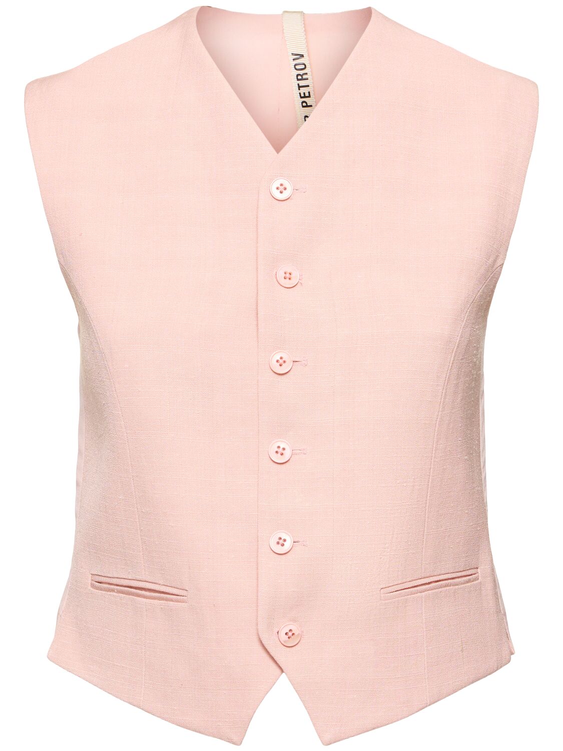 Petar Petrov Silk & Hemp Tailored Vest In Light Pink