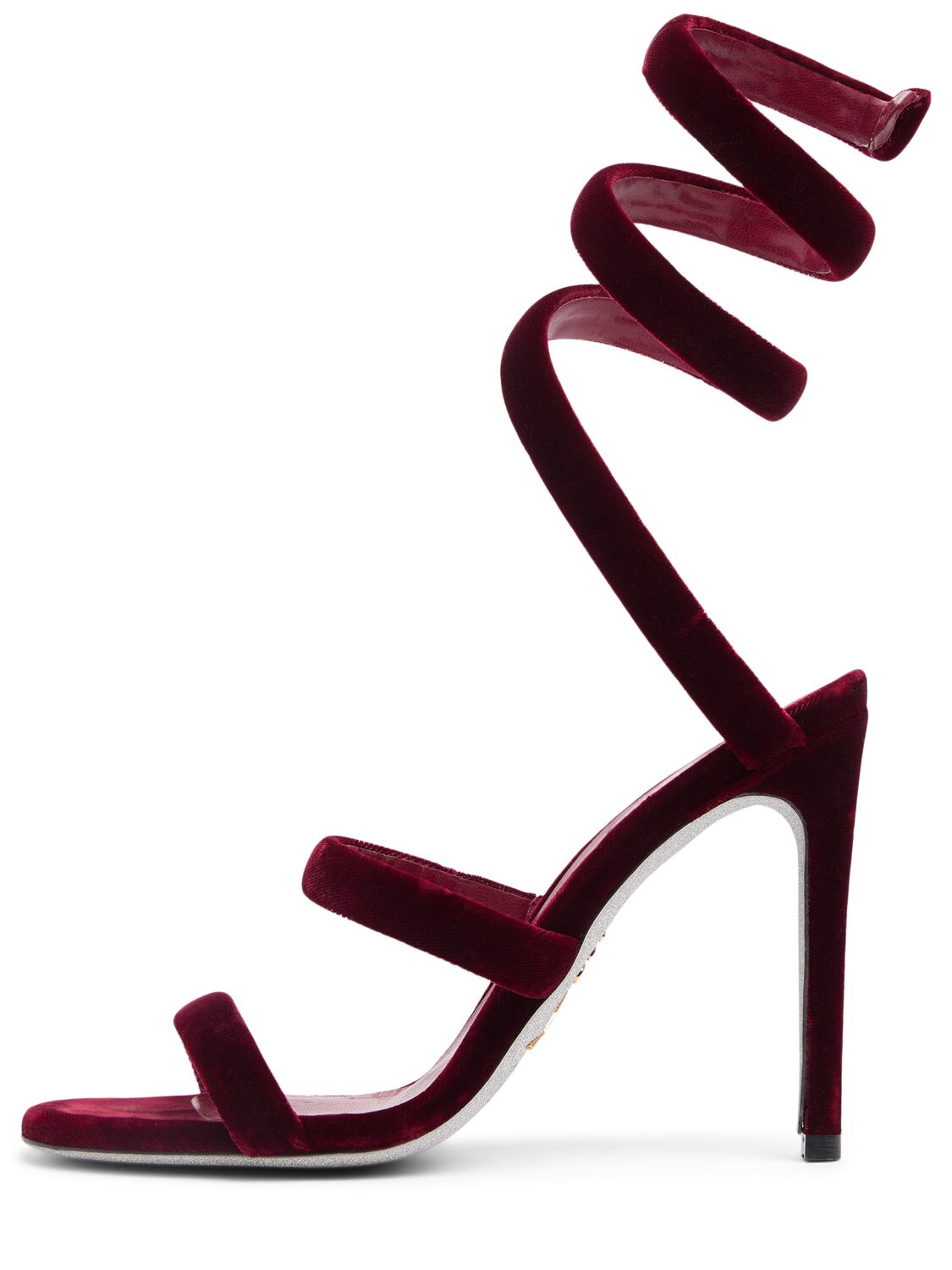 René Caovilla 105mm Cleo Velvet Sandals In Burgundy