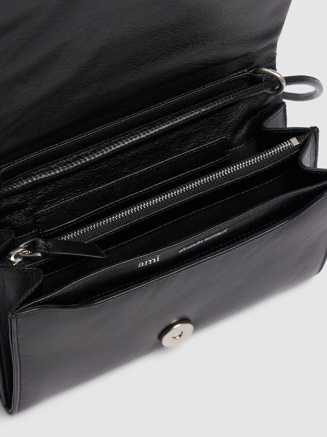 Shop Ami Alexandre Mattiussi Voulez Vous Leather Wallet Clutch In Black