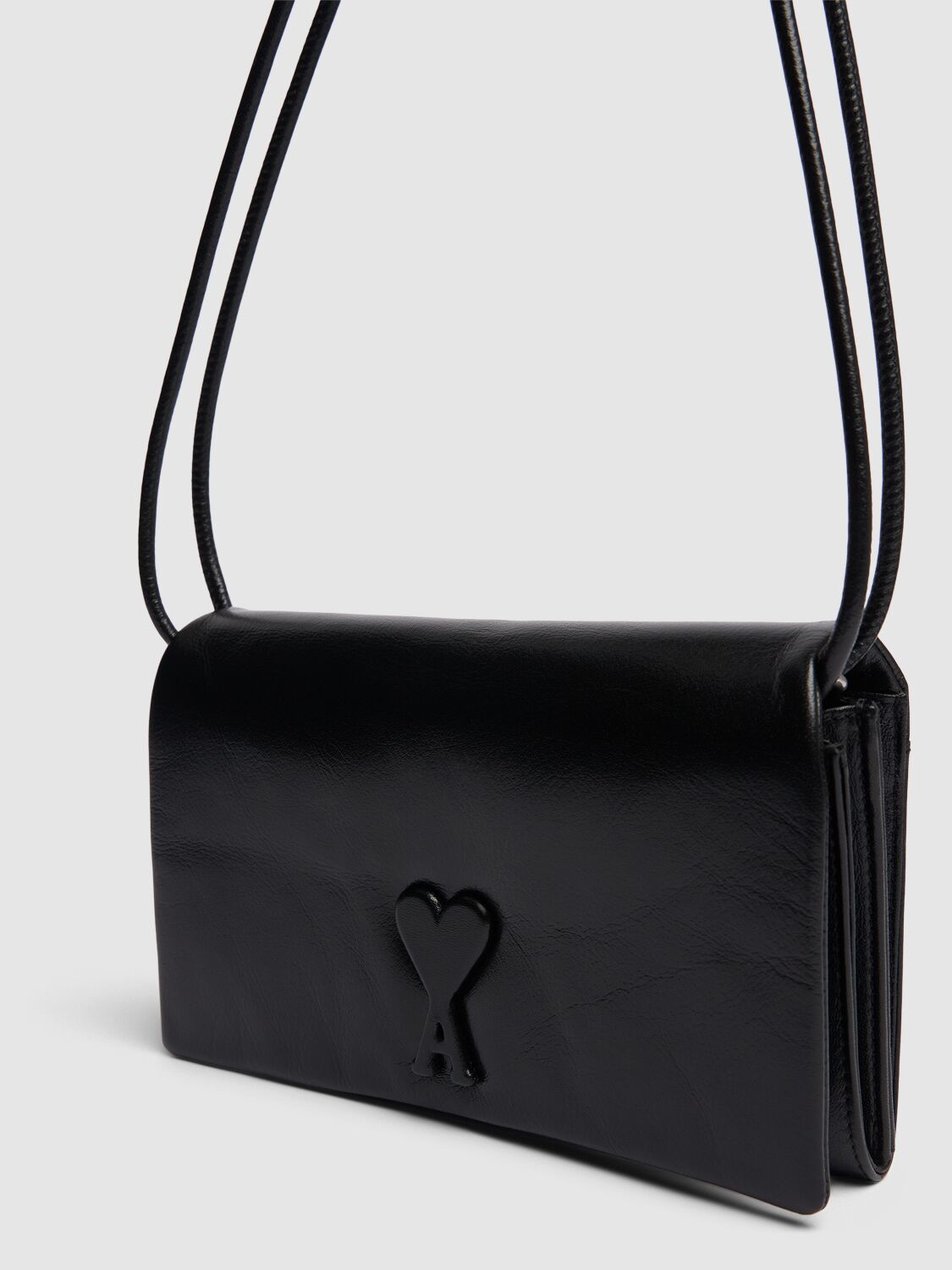 Shop Ami Alexandre Mattiussi Voulez Vous Leather Wallet Clutch In Black