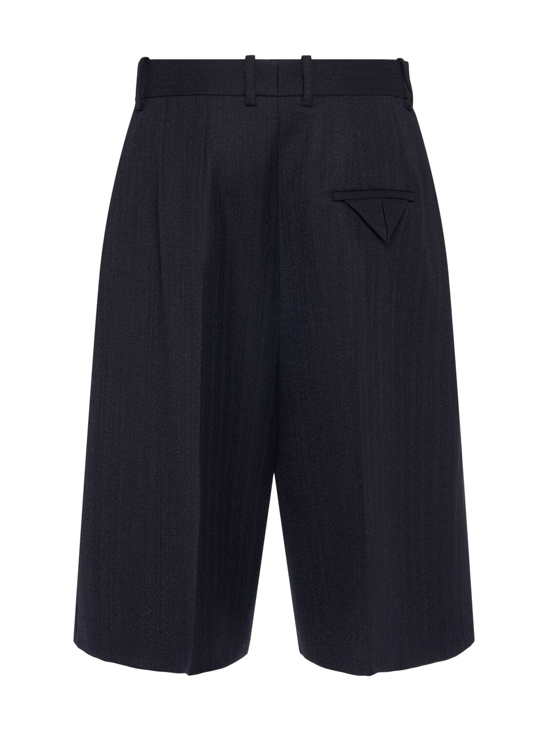 Shop Bottega Veneta Striped Wool Shorts In Black,blue