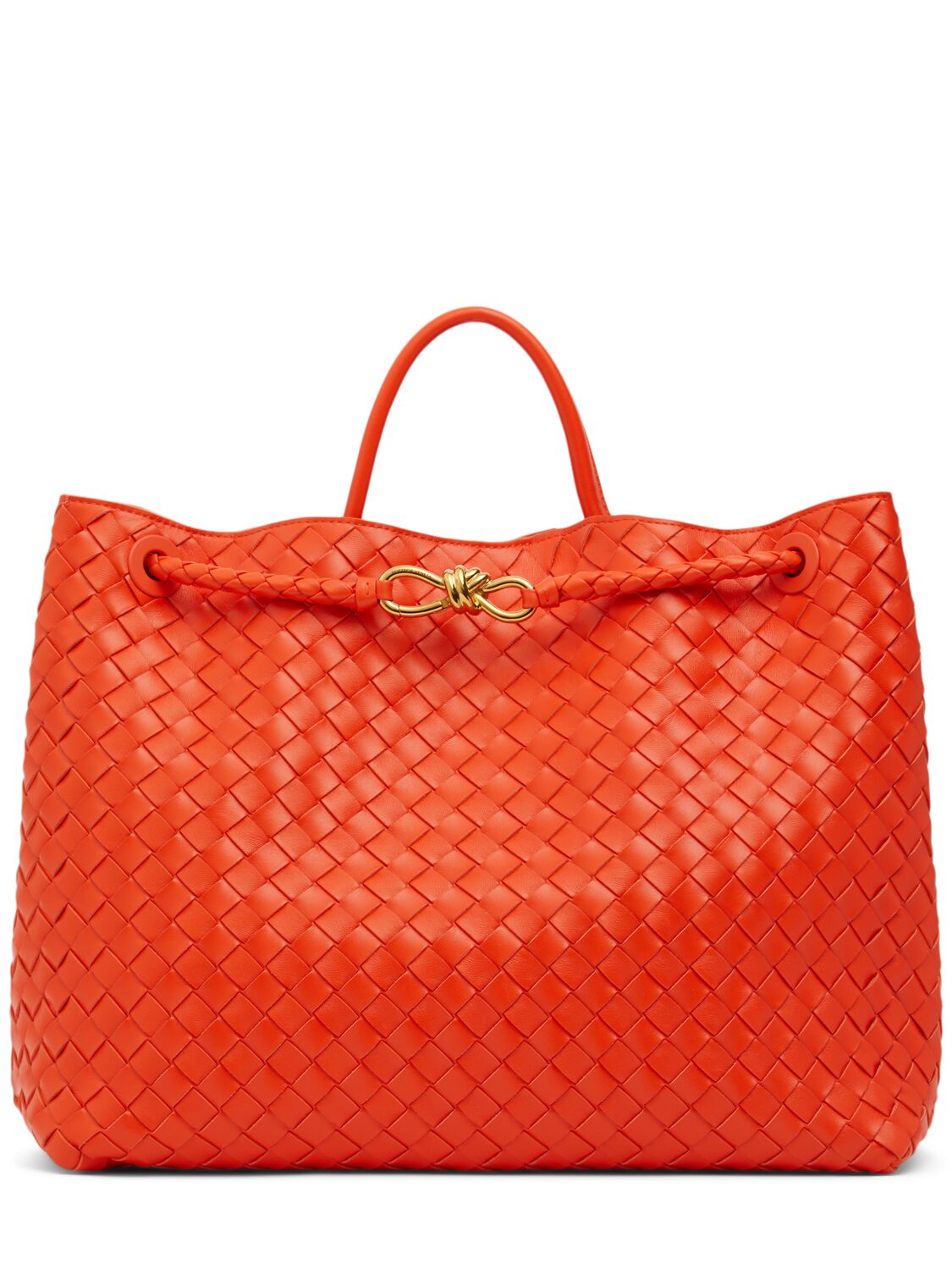 Bottega Veneta Large Andiamo Leather Top Handle Bag In Orange