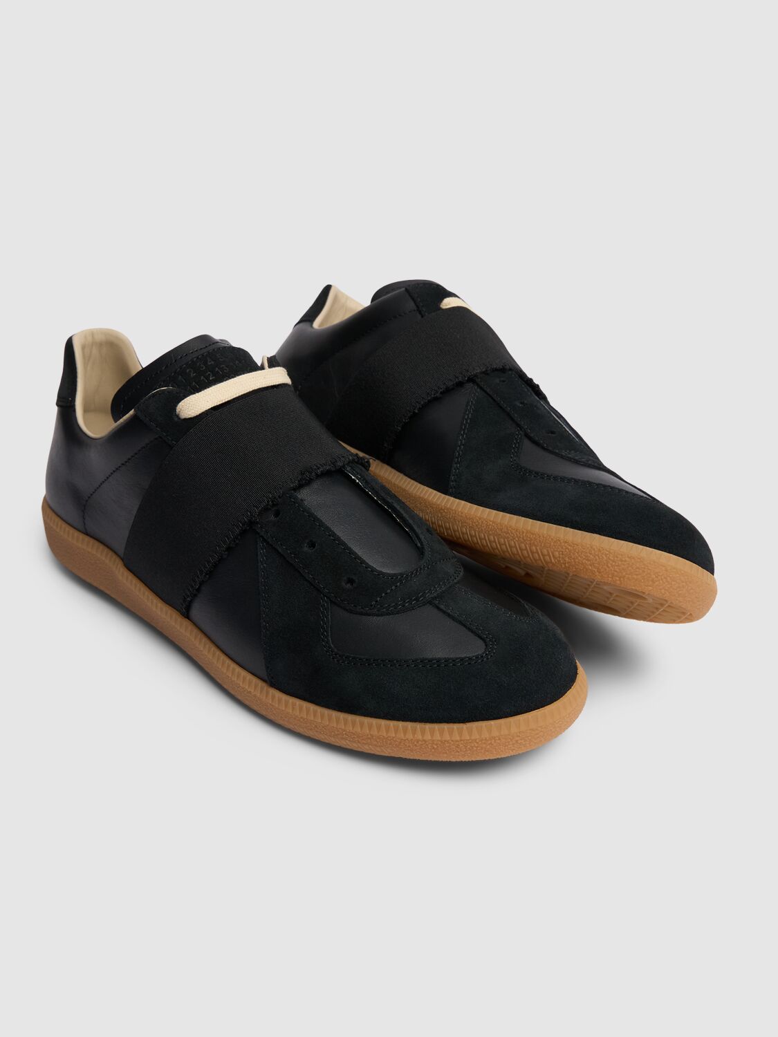 Shop Maison Margiela Replica Leather Sneakers In Black