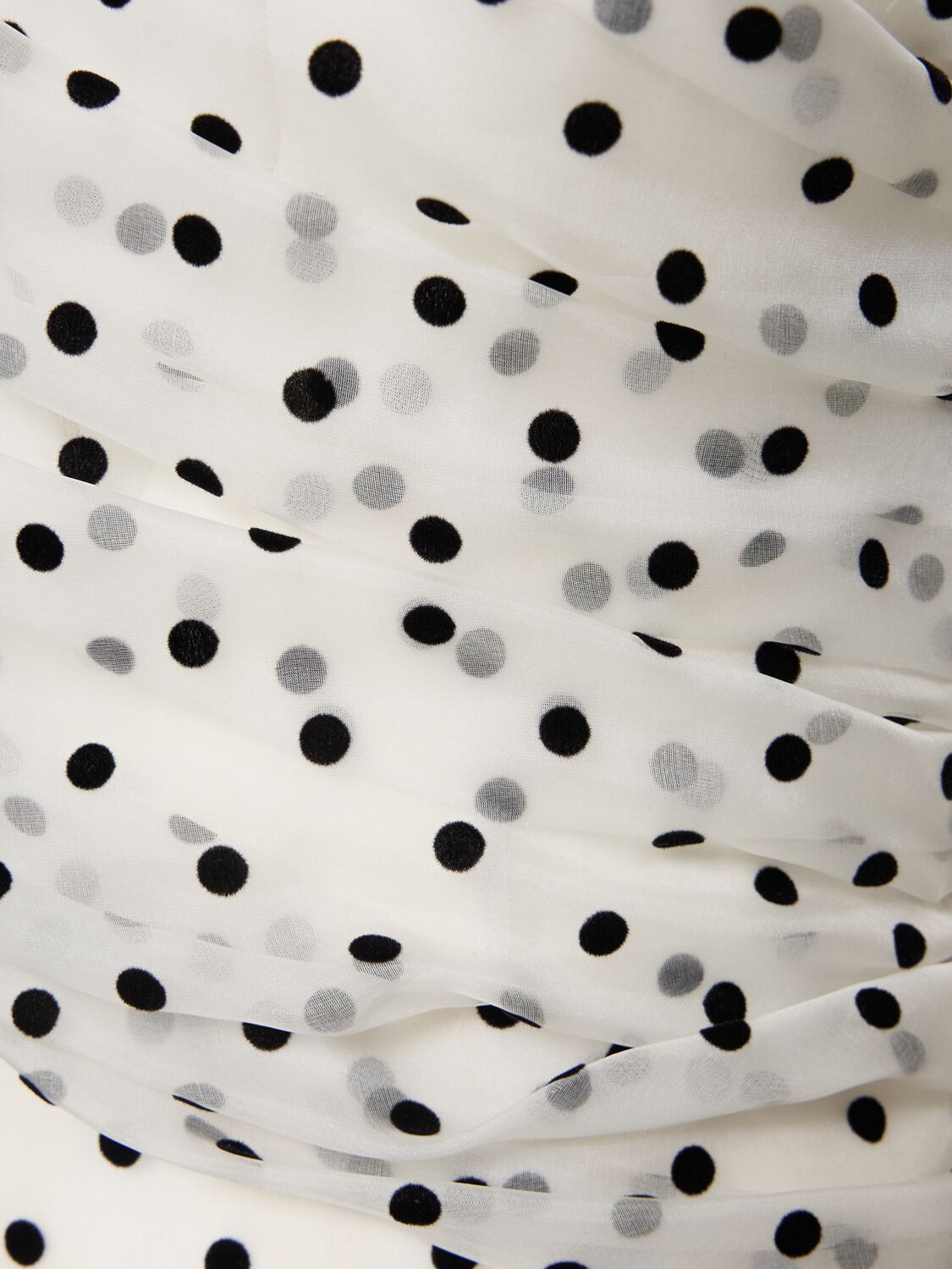 ALESSANDRA RICH FLOCKED POLKA DOT SILK ORGANZA DRESS 