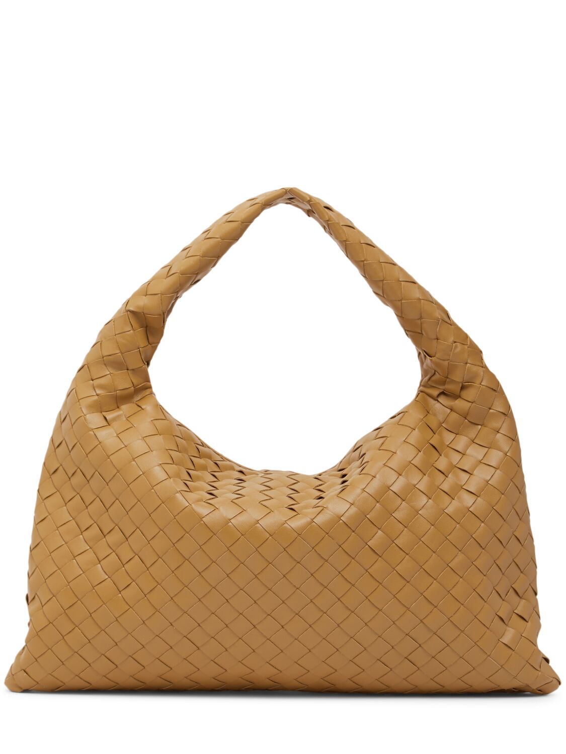 Shop Bottega Veneta Small Hop Leather Shoulder Bag In Dark Praline