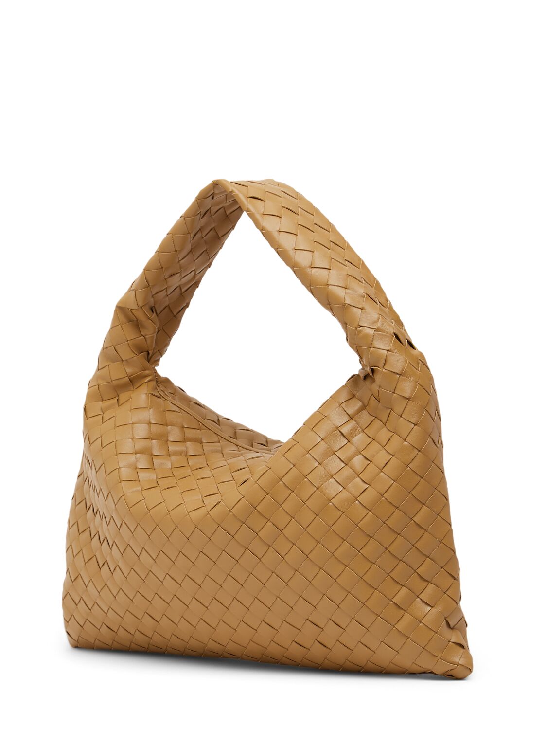 Shop Bottega Veneta Small Hop Leather Shoulder Bag In Dark Praline