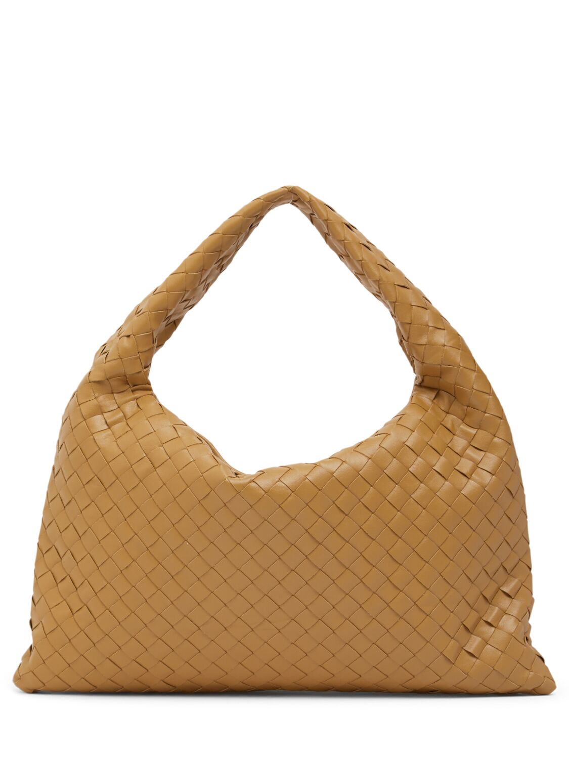 Shop Bottega Veneta Small Hop Leather Shoulder Bag In Dark Praline