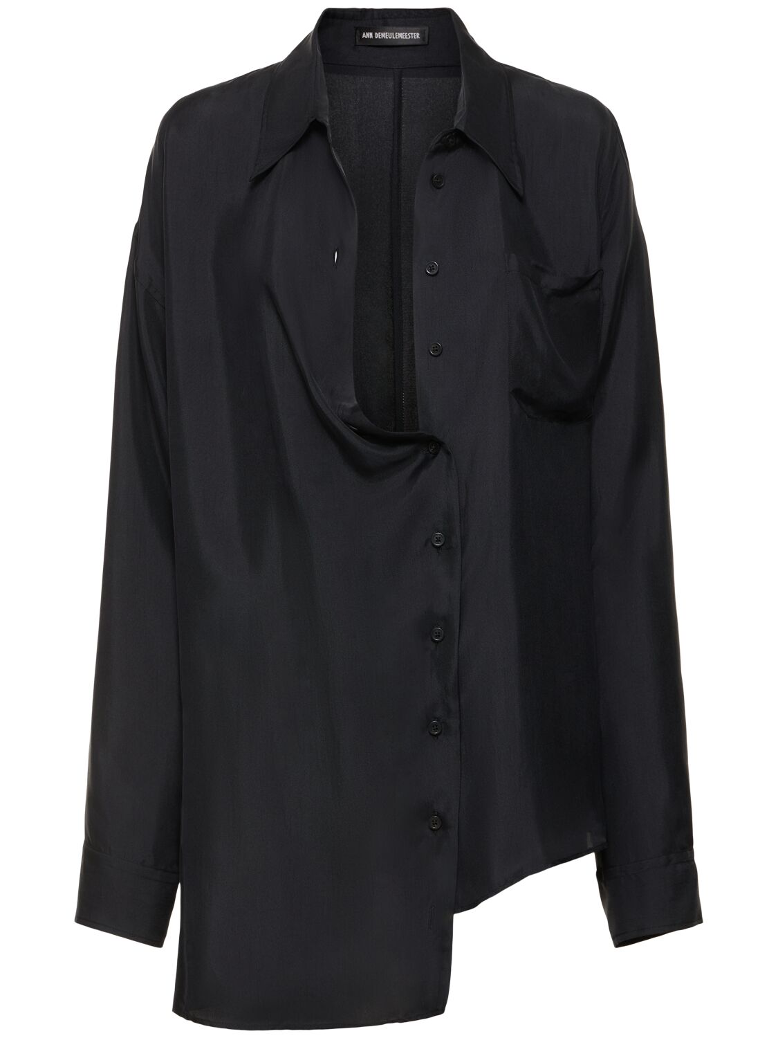 Ann Demeulemeester Jula Silk Twill Shirt In Washed Black