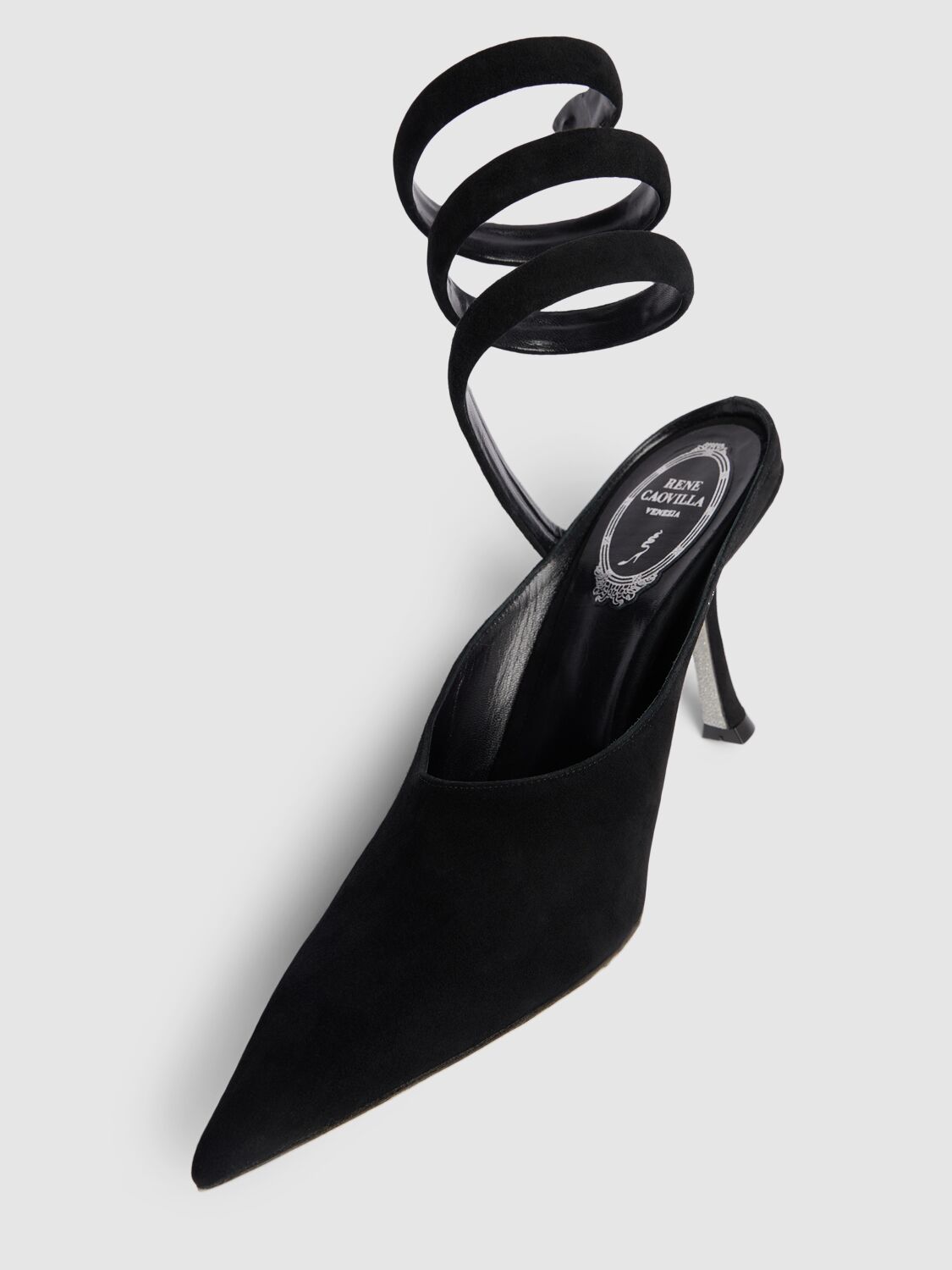 René Caovilla 80mm Grace Suede Mules In Black