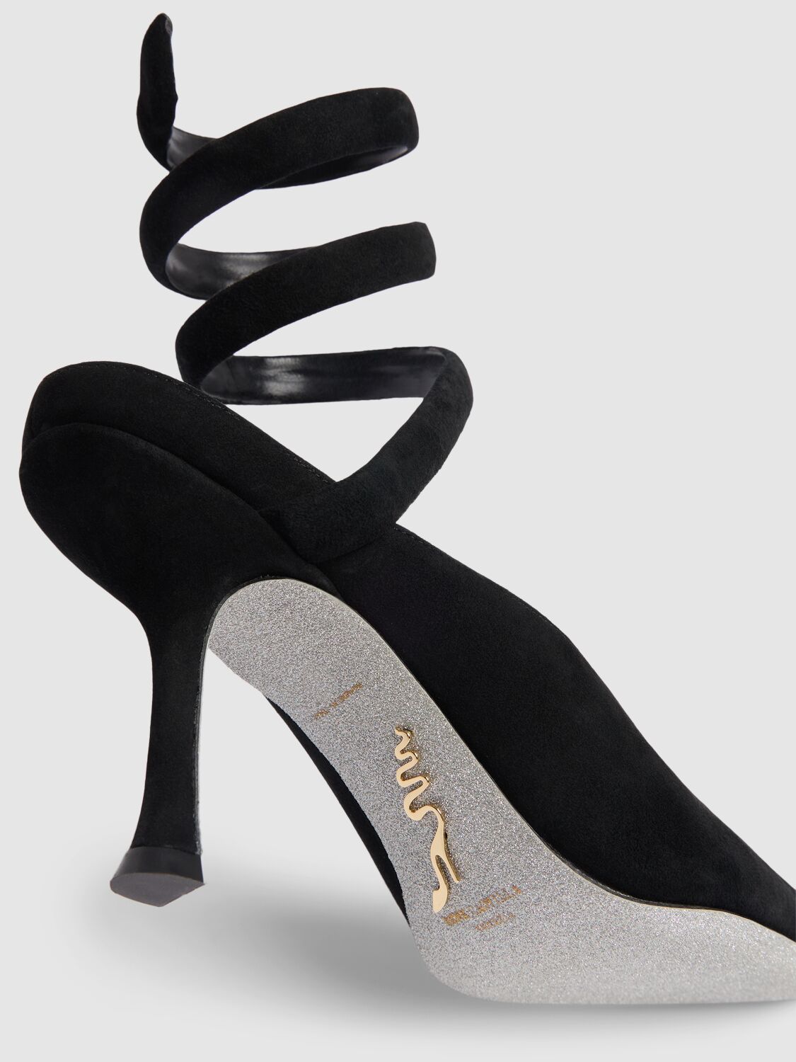 René Caovilla 80mm Grace Suede Mules In Black