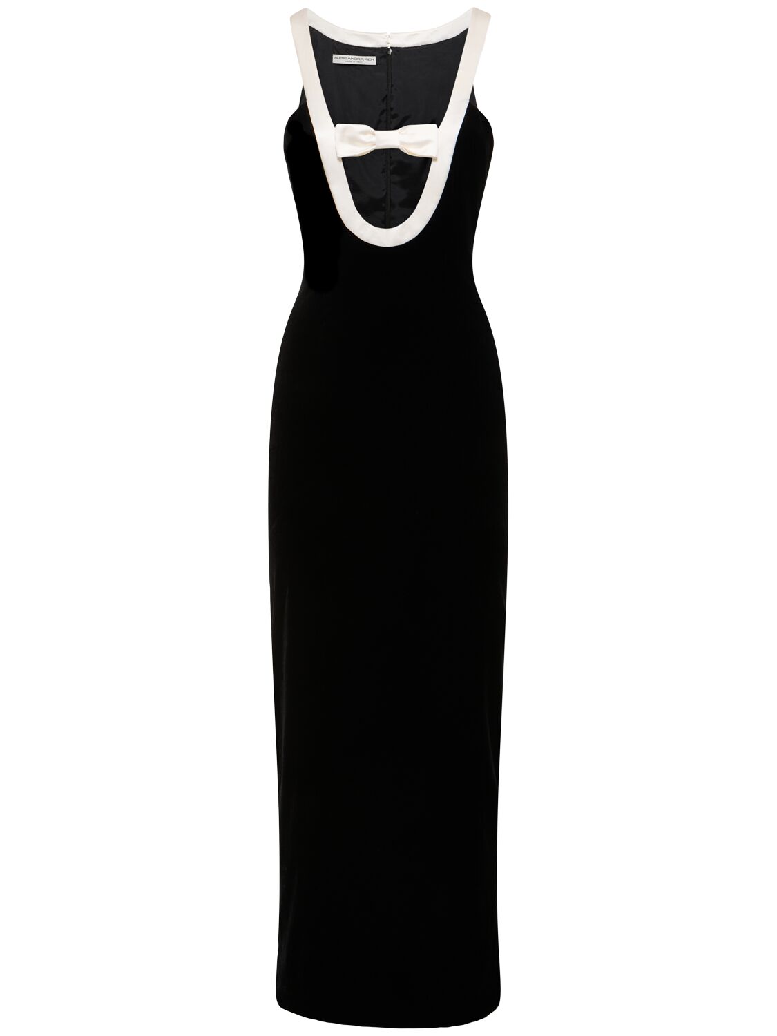 Alessandra Rich Velvet Viscose Evening Dress In Black,white