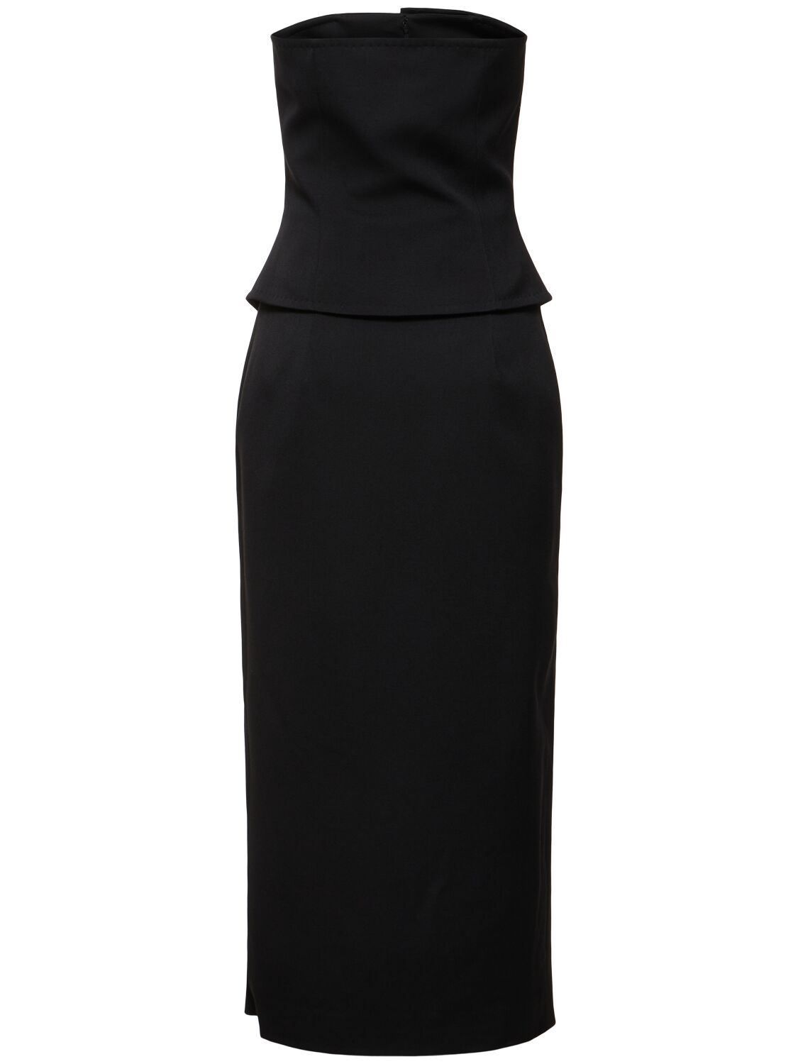 Shop Alessandra Rich Light Wool Bustier Dress In Black