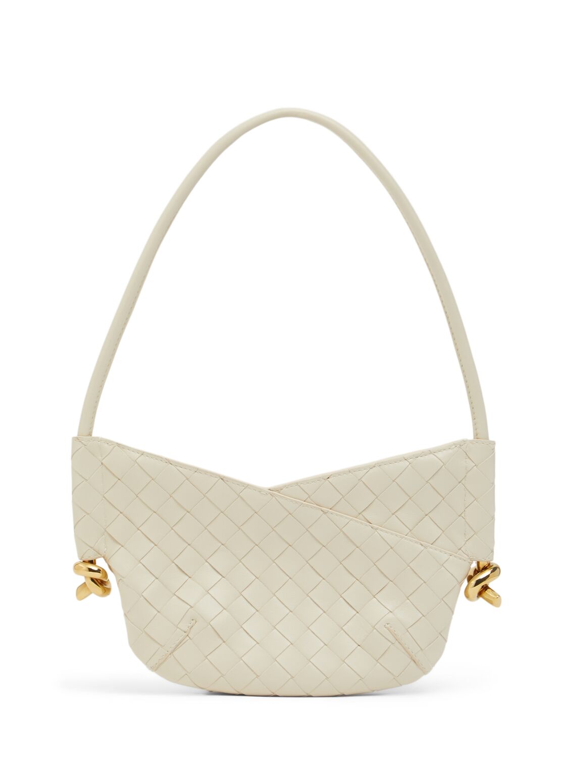 Bottega Veneta Mini Solstice Leather Shoulder Bag In Sea Salt