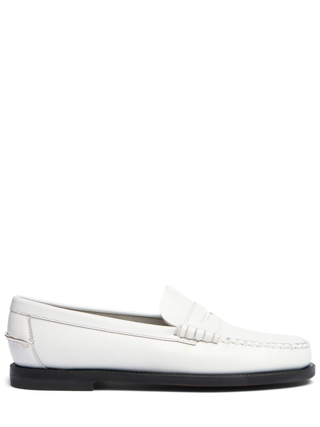 Shop Sebago Classic Dan Pigment Leather Loafers In White