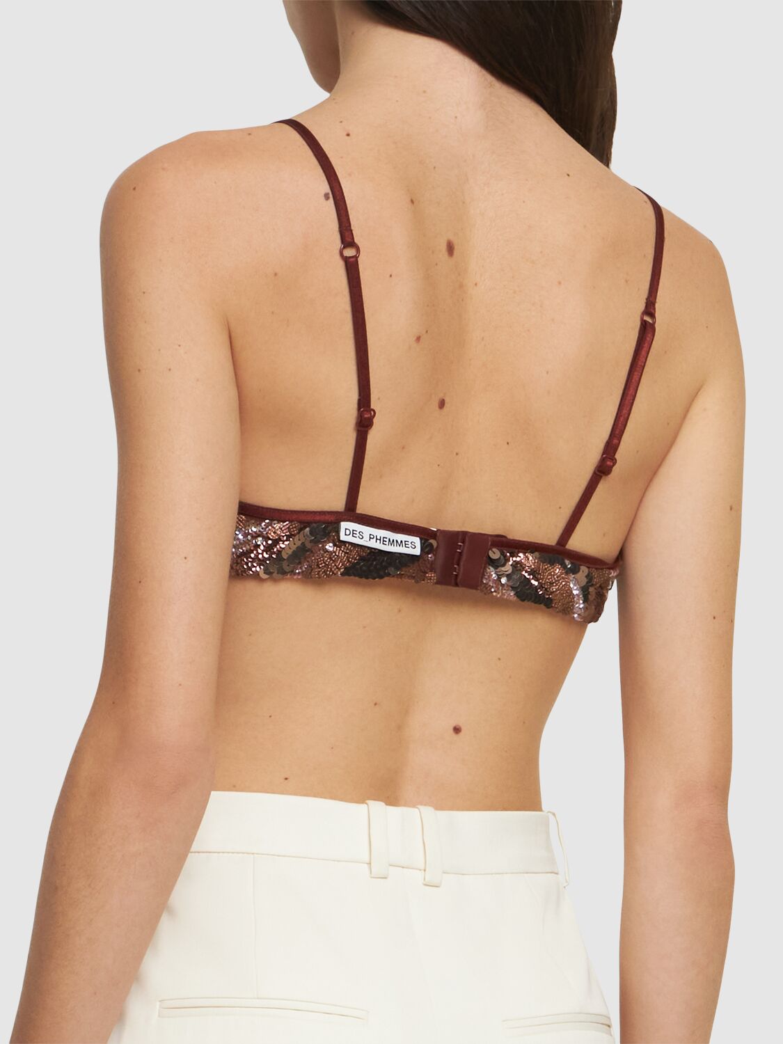 Shop Des Phemmes Embroidered Tulle Bra In Brown