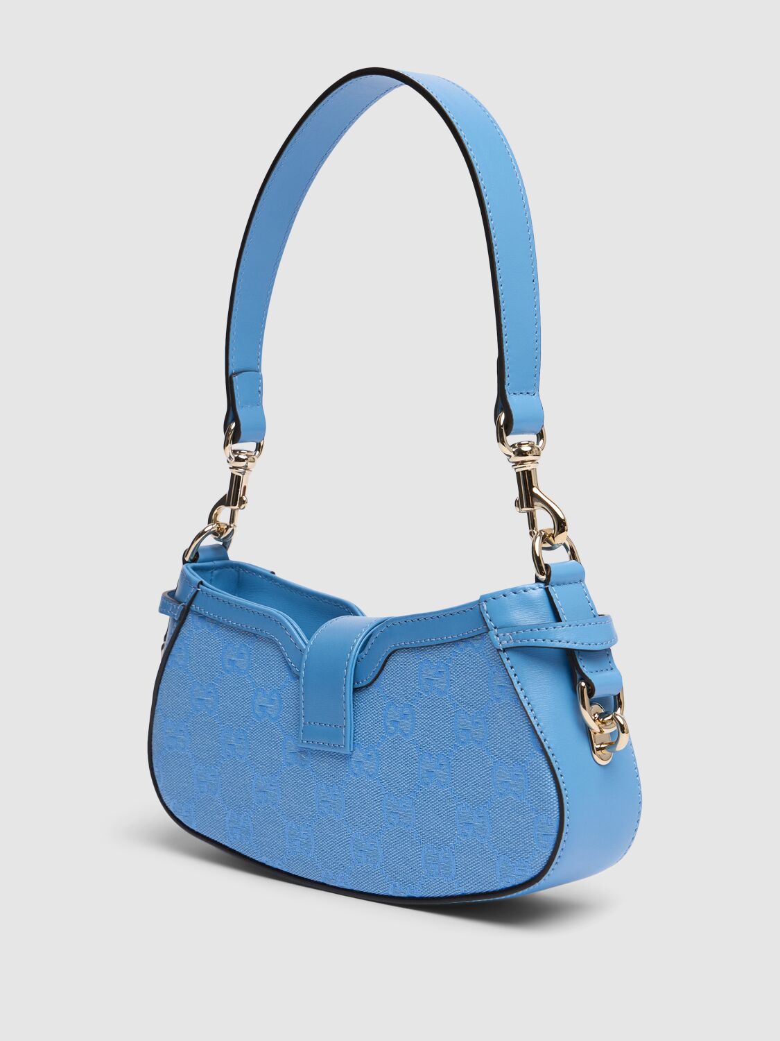 Shop Gucci Moon Side Canvas Shoulder Bag In Mindful Azure