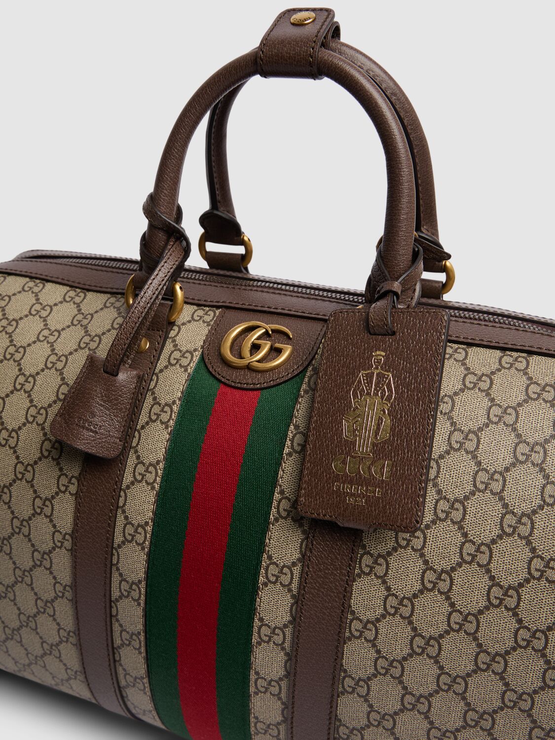 Shop Gucci Savoy Gg Duffle Bag In Beige,brown
