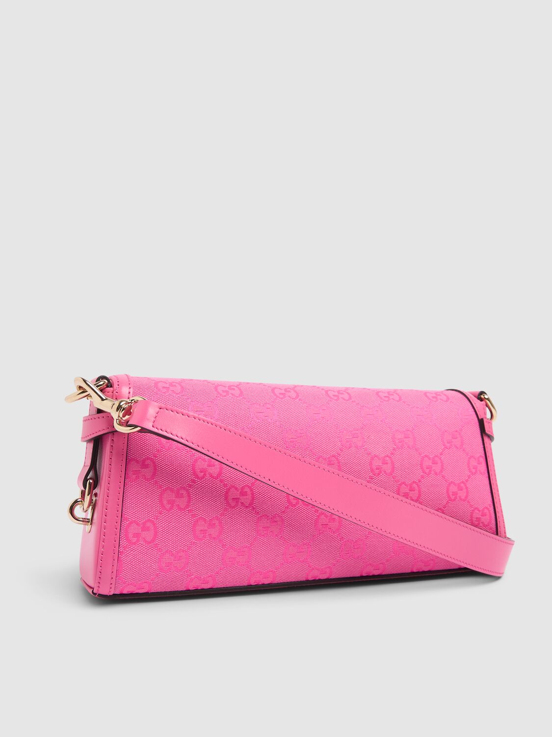 Shop Gucci Small Luce Canvas Shoulder Bag In Rose