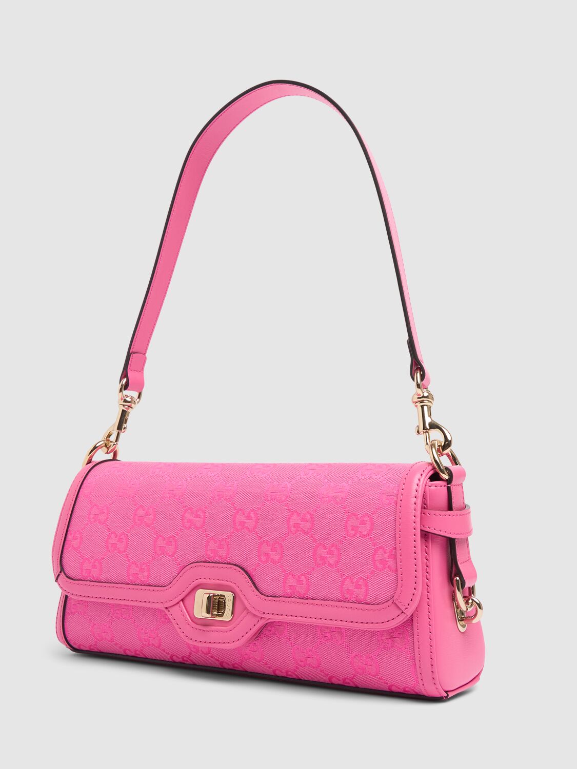 Shop Gucci Small Luce Canvas Shoulder Bag In Rose