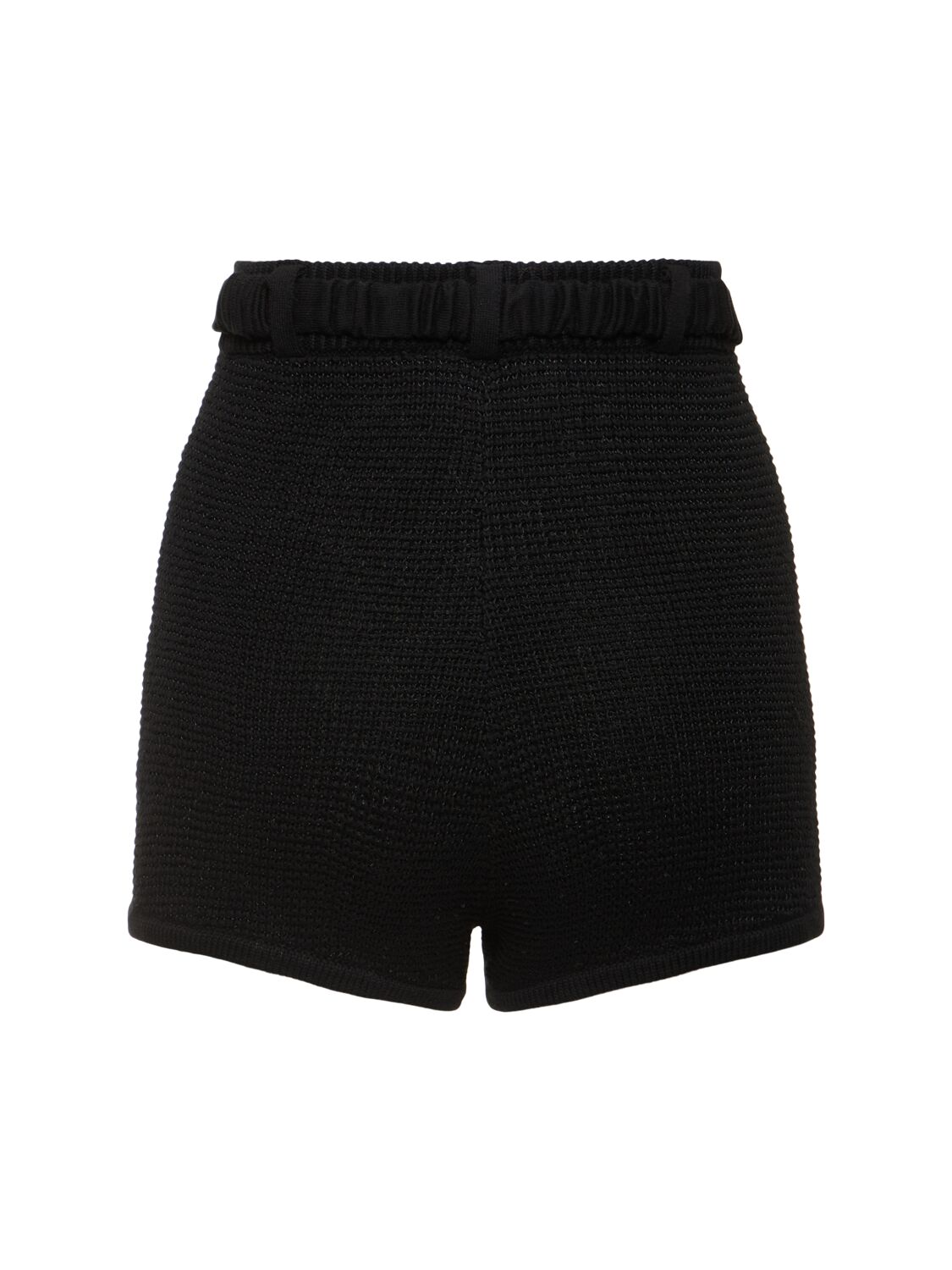 Shop Alessandra Rich Sequined Cotton Blend Knitted Hot Pants In Black