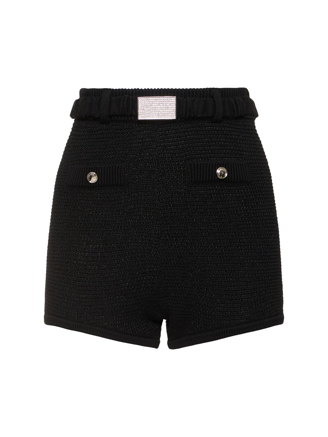 Sequined Cotton Blend Knitted Hot Pants