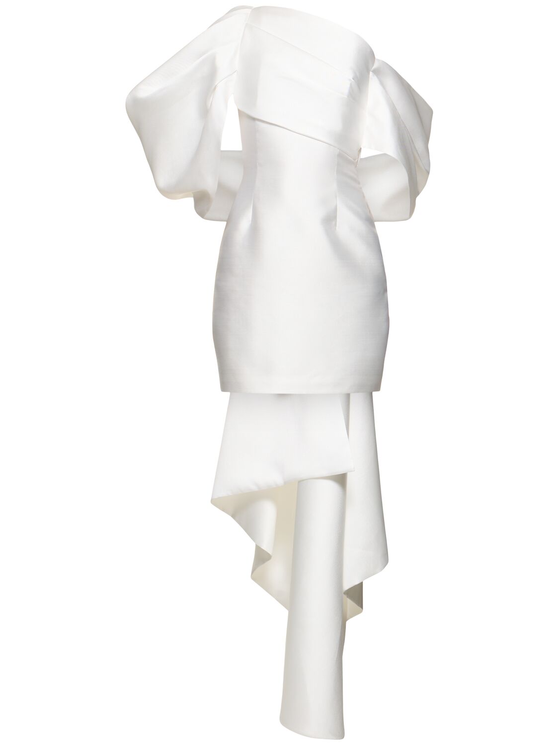 Solace London Ula Twill Mini Dress W/ Maxi Bow In White