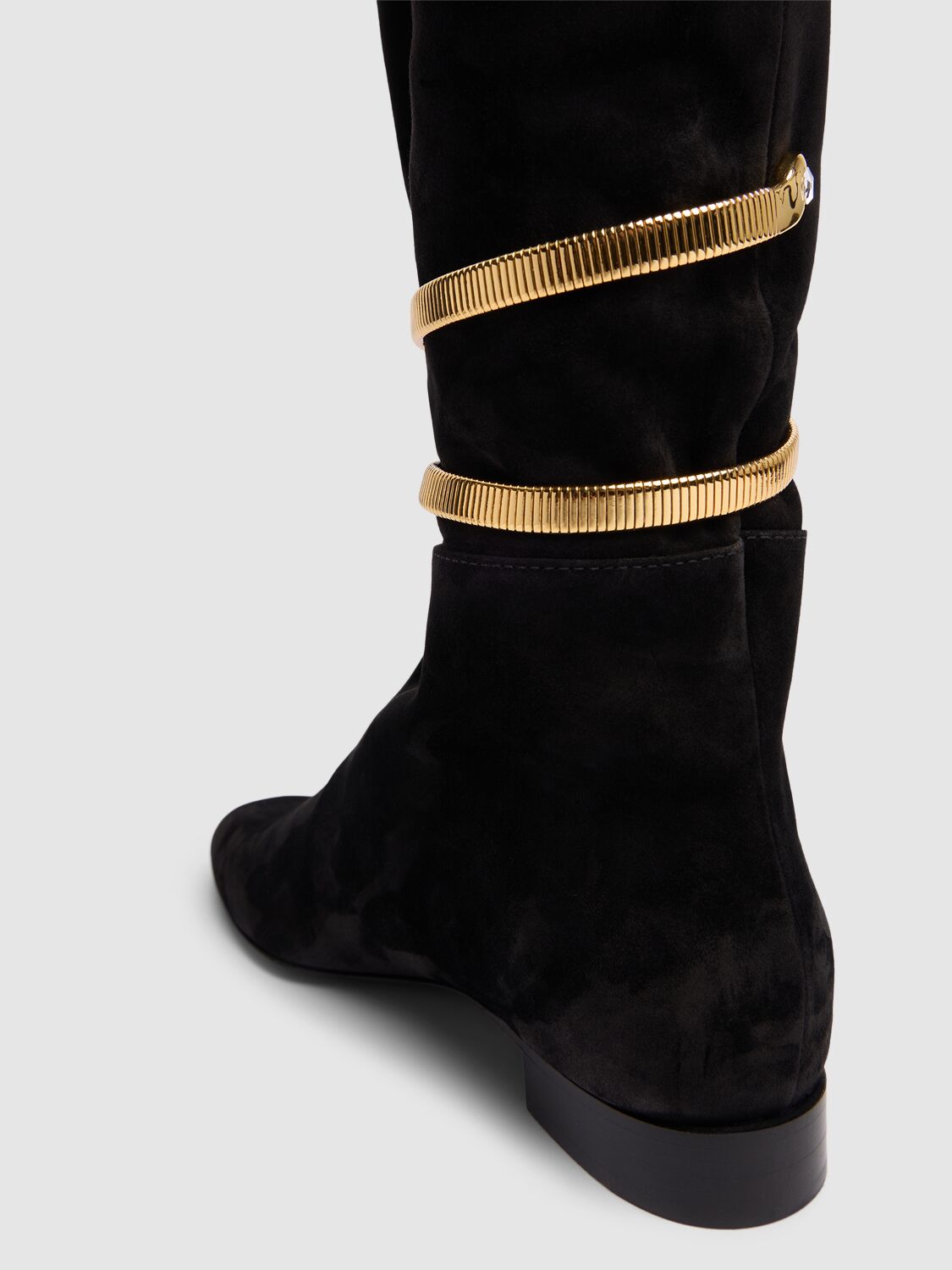 Shop René Caovilla 20mm Juniper Suede Tall Boots In Black/gold