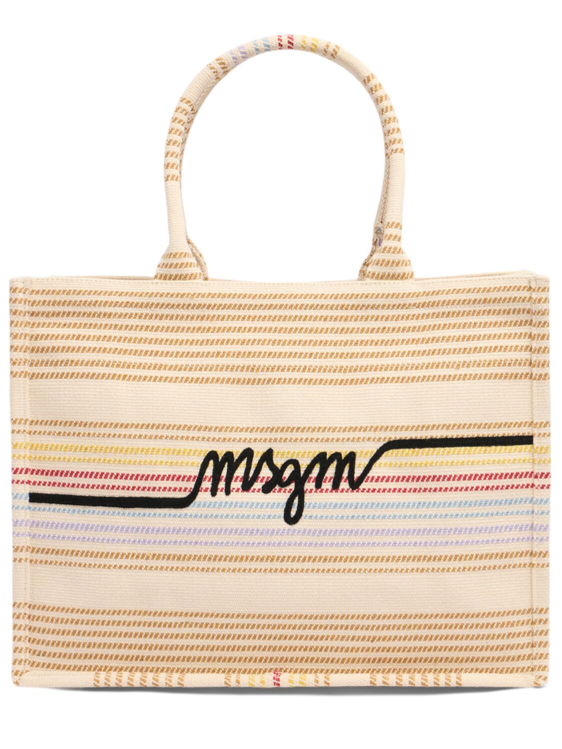 Msgm Medium Canvas Tote Bag In Brown