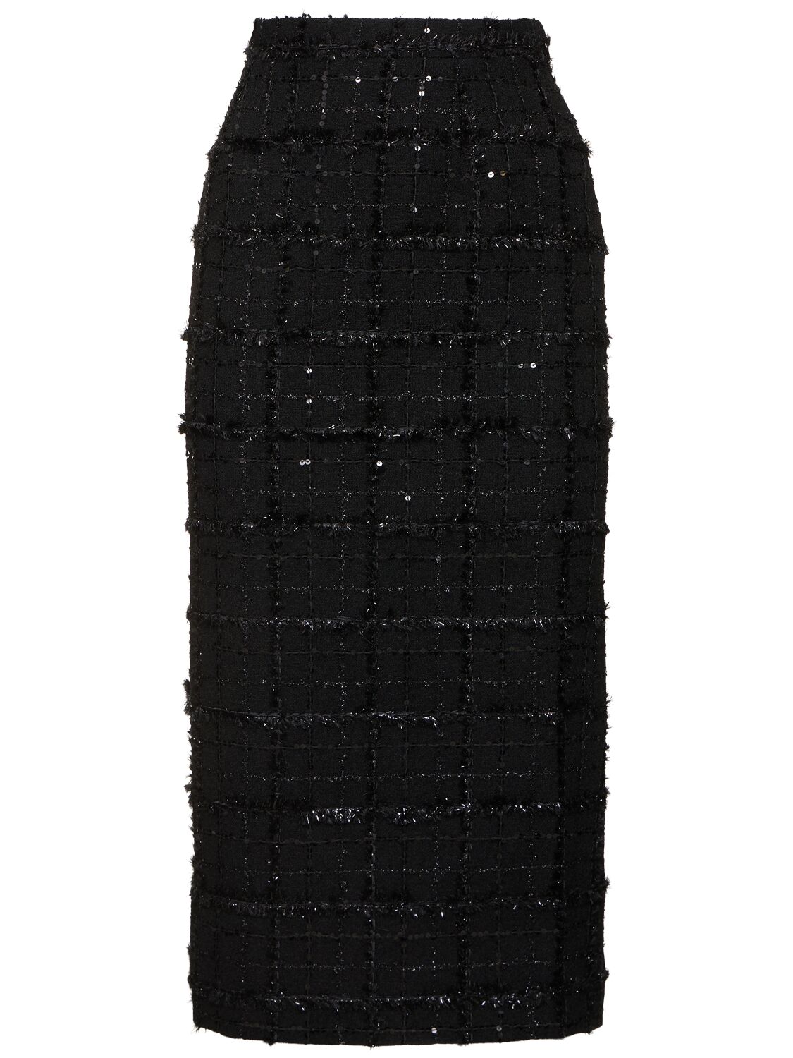 Alessandra Rich Sequined Checked Tweed Midi Skirt In Multi,black