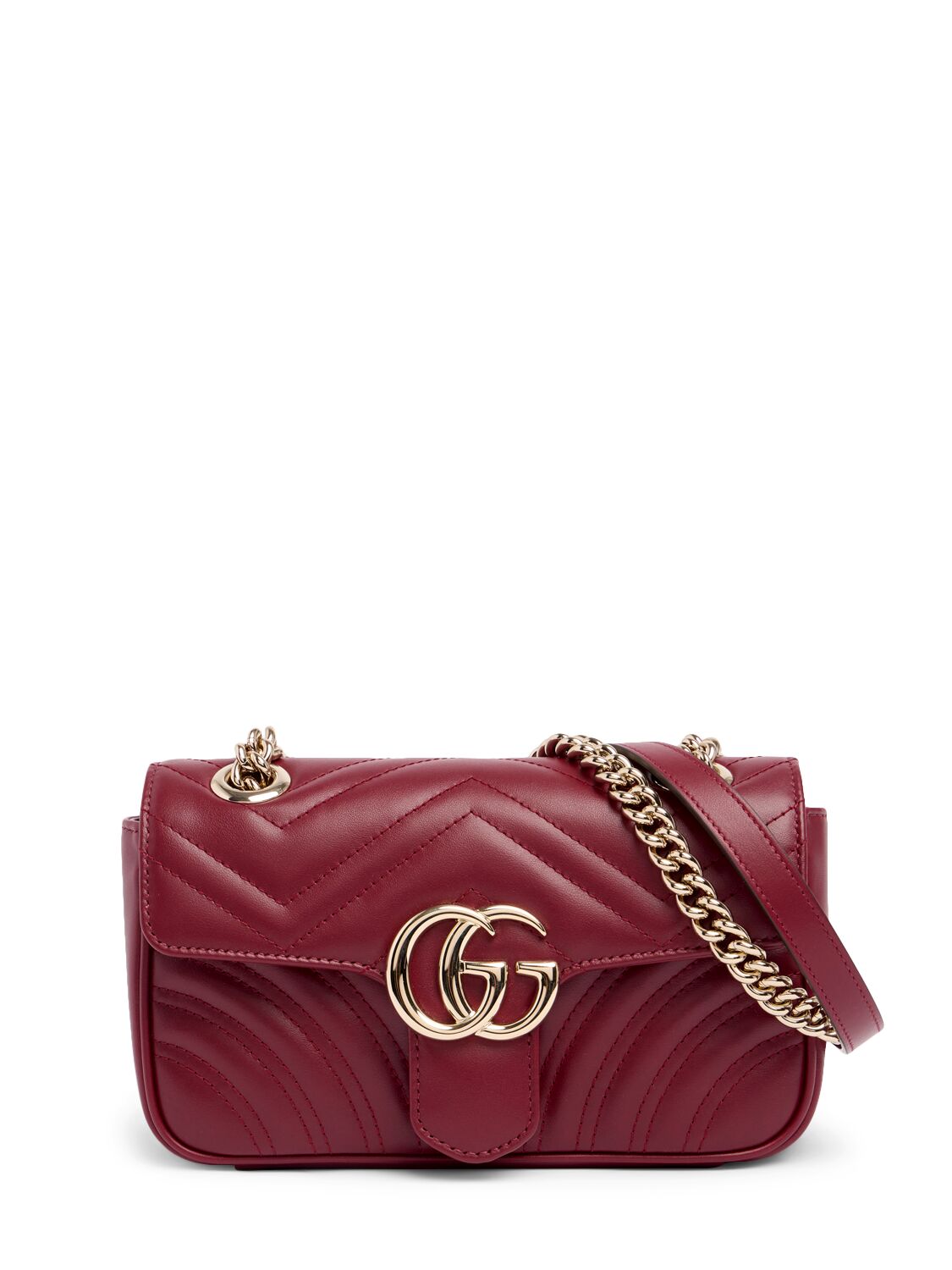 Gucci Gg Marmont Leather Shoulder Bag In Rosso Ancora