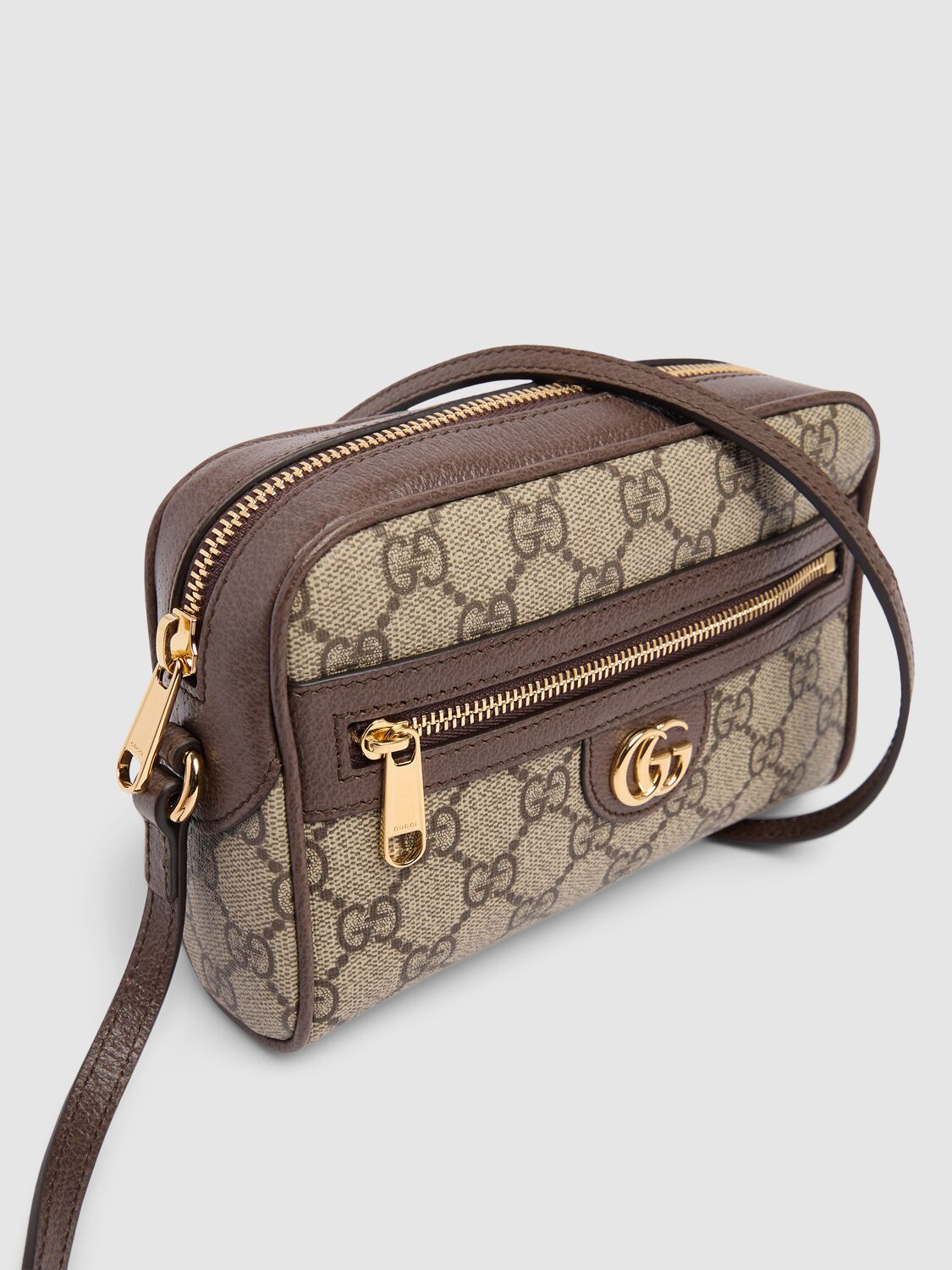 Shop Gucci Mini Ophidia Gg Canvas Shoulder Bag In Ebony