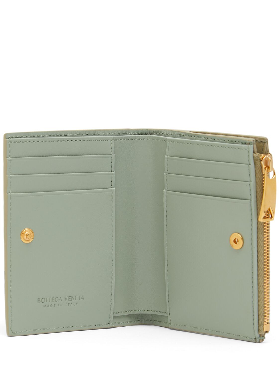 Shop Bottega Veneta Intrecciato Small Bi-fold Leather Wallet In Travertine