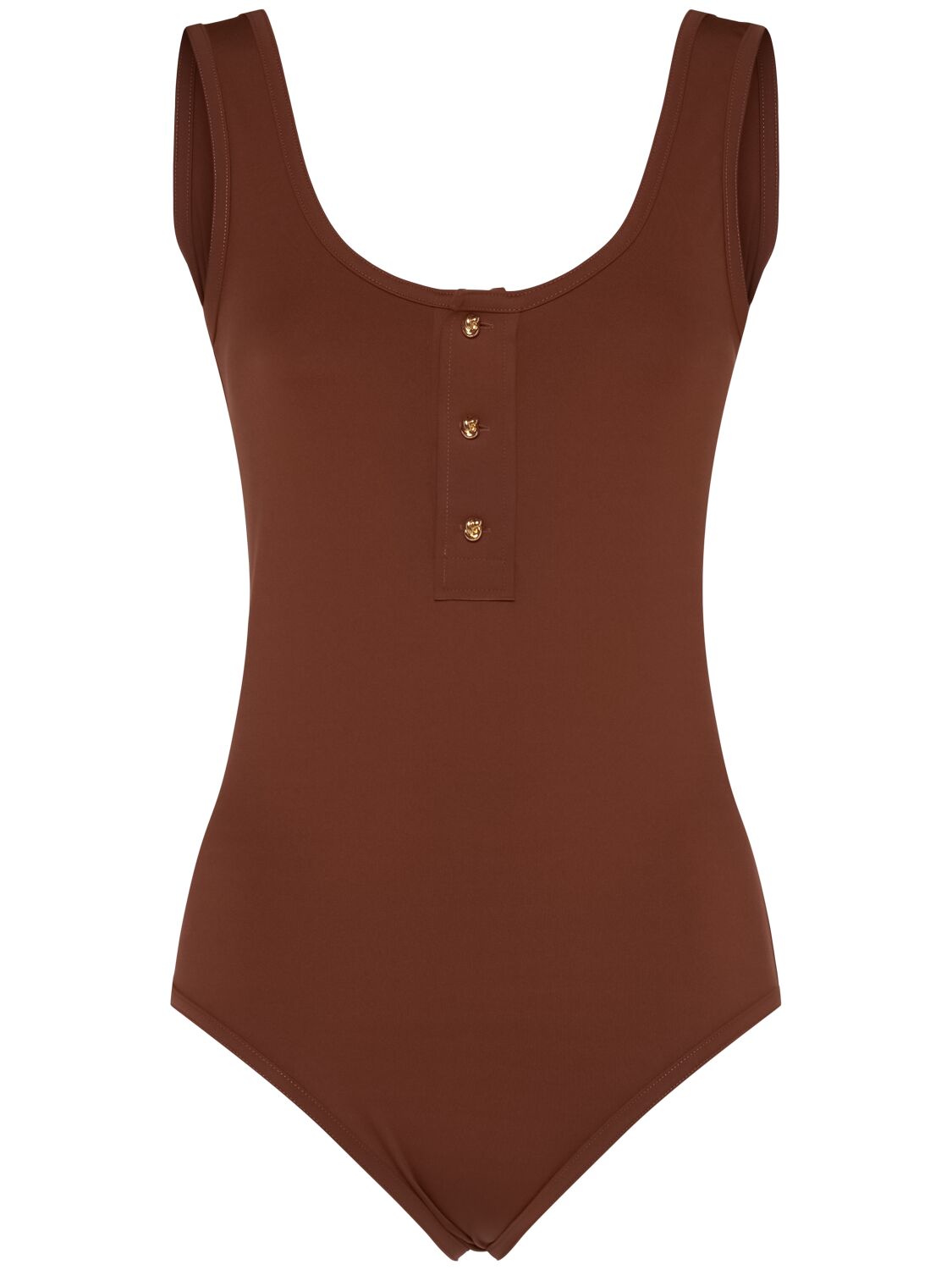 Bottega Veneta Nylon One-piece Swimsuit In Brown