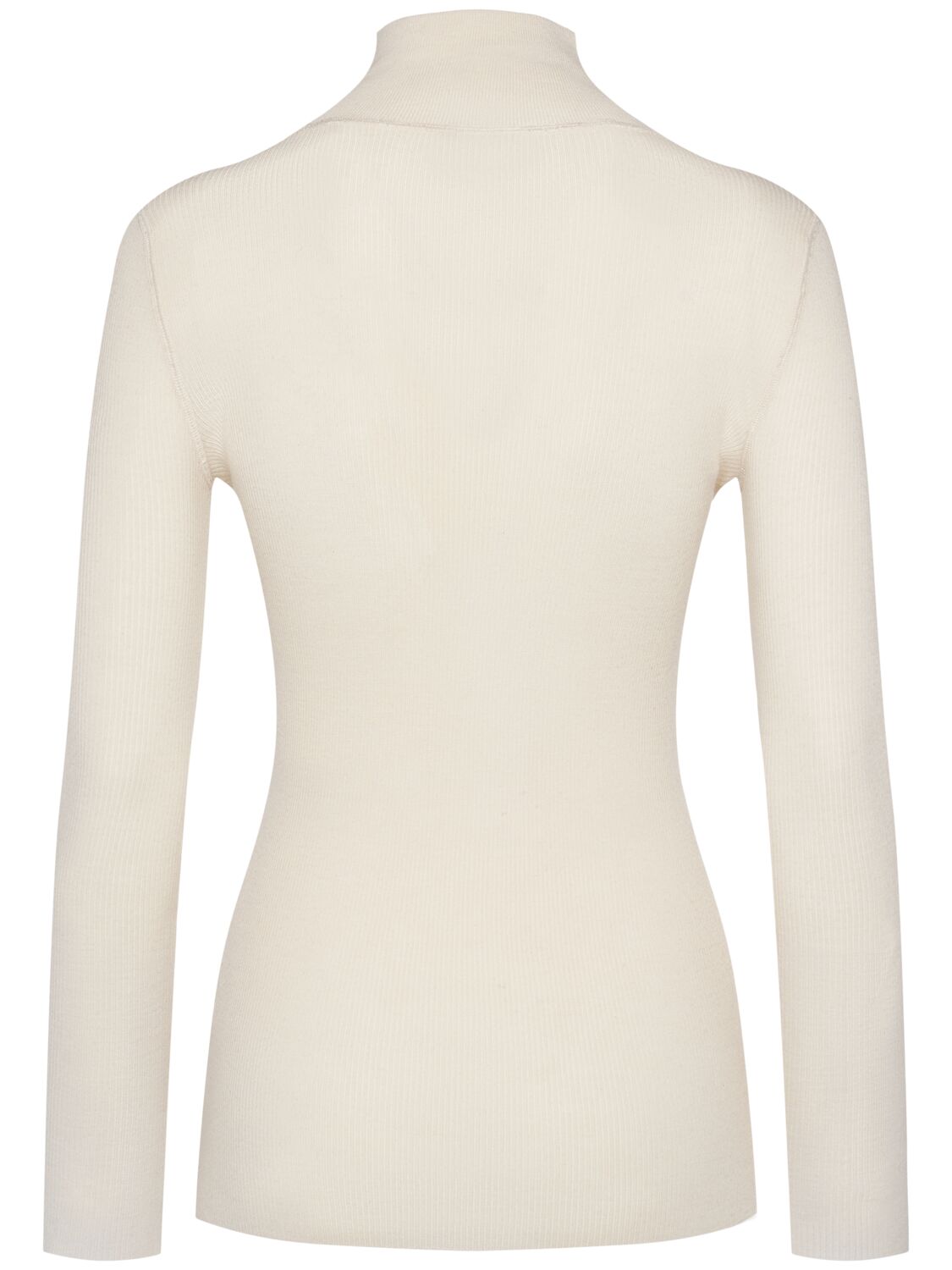 Shop Bottega Veneta Ribbed Wool Sweater In Chalk