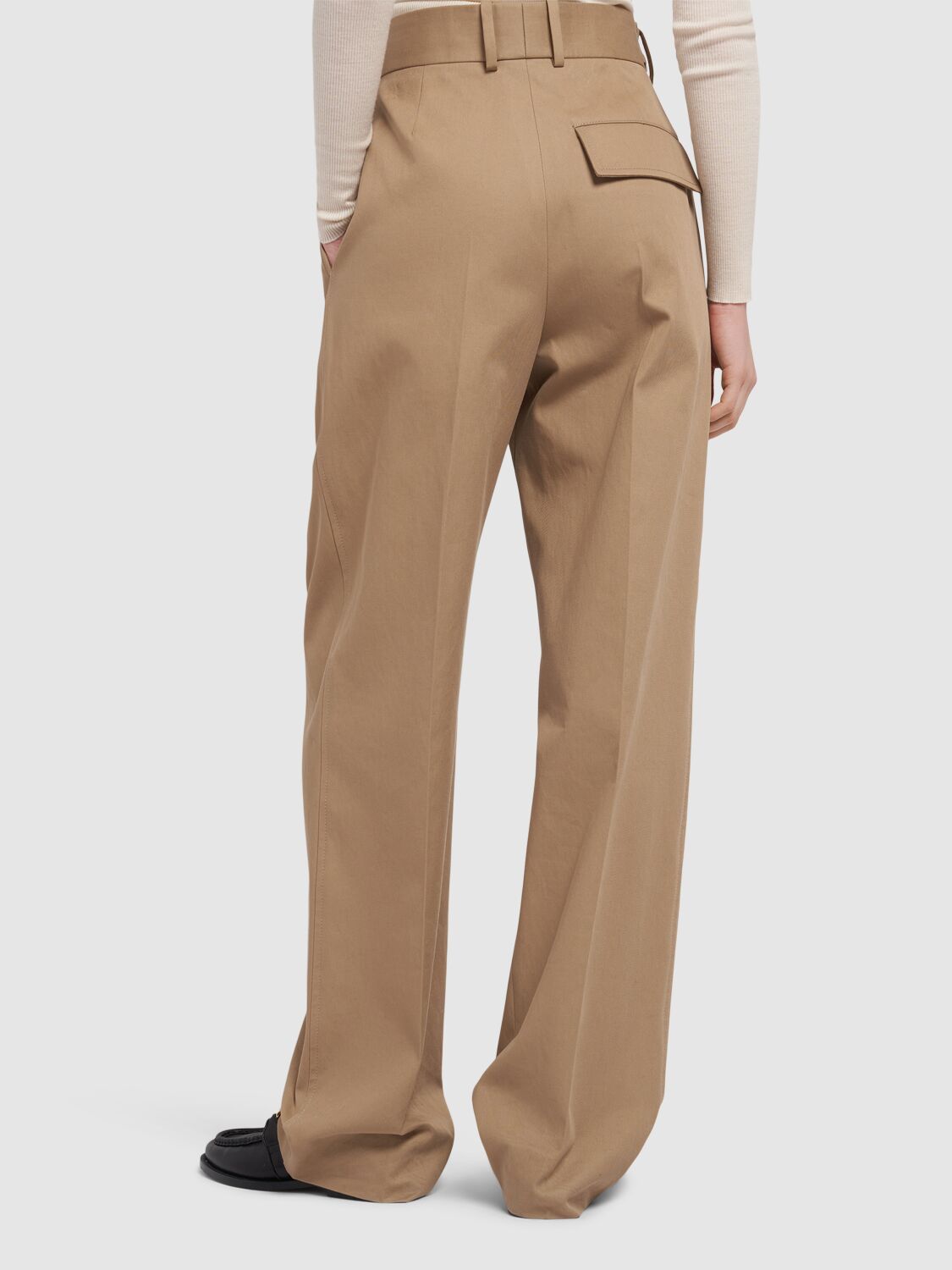 Shop Bottega Veneta Cotton Twill Tapered Pants In Desert Taupe