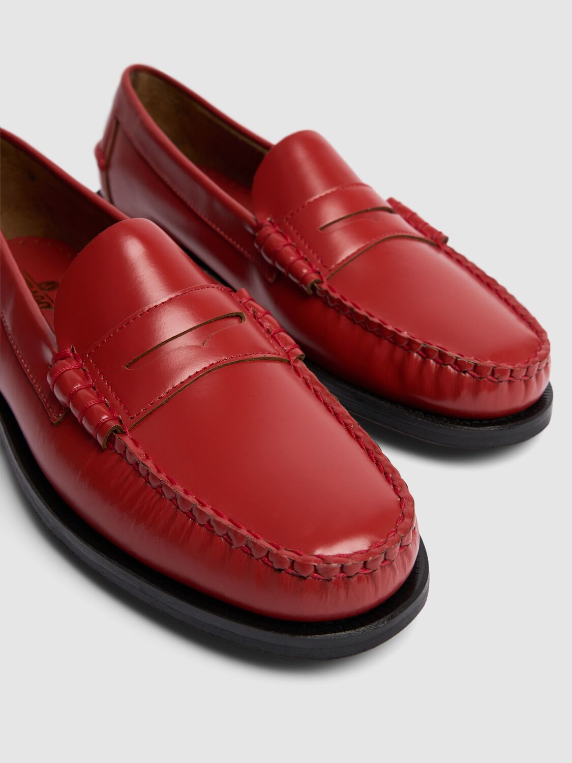 Shop Sebago Classic Dan Pigment Leather Loafers In Red