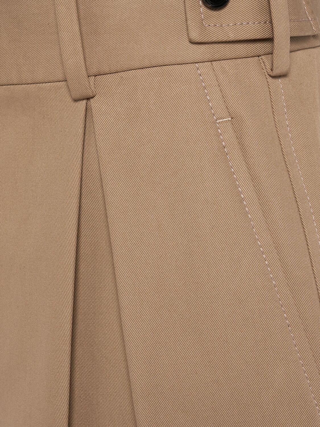 Shop Bottega Veneta Cotton Twill Tapered Pants In Desert Taupe