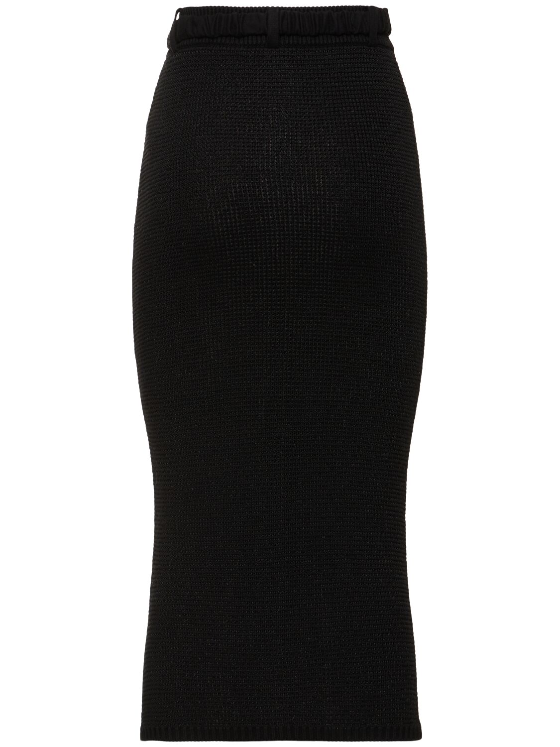 Shop Alessandra Rich Sequined Cotton Blend Knit Midi Skirt In Black