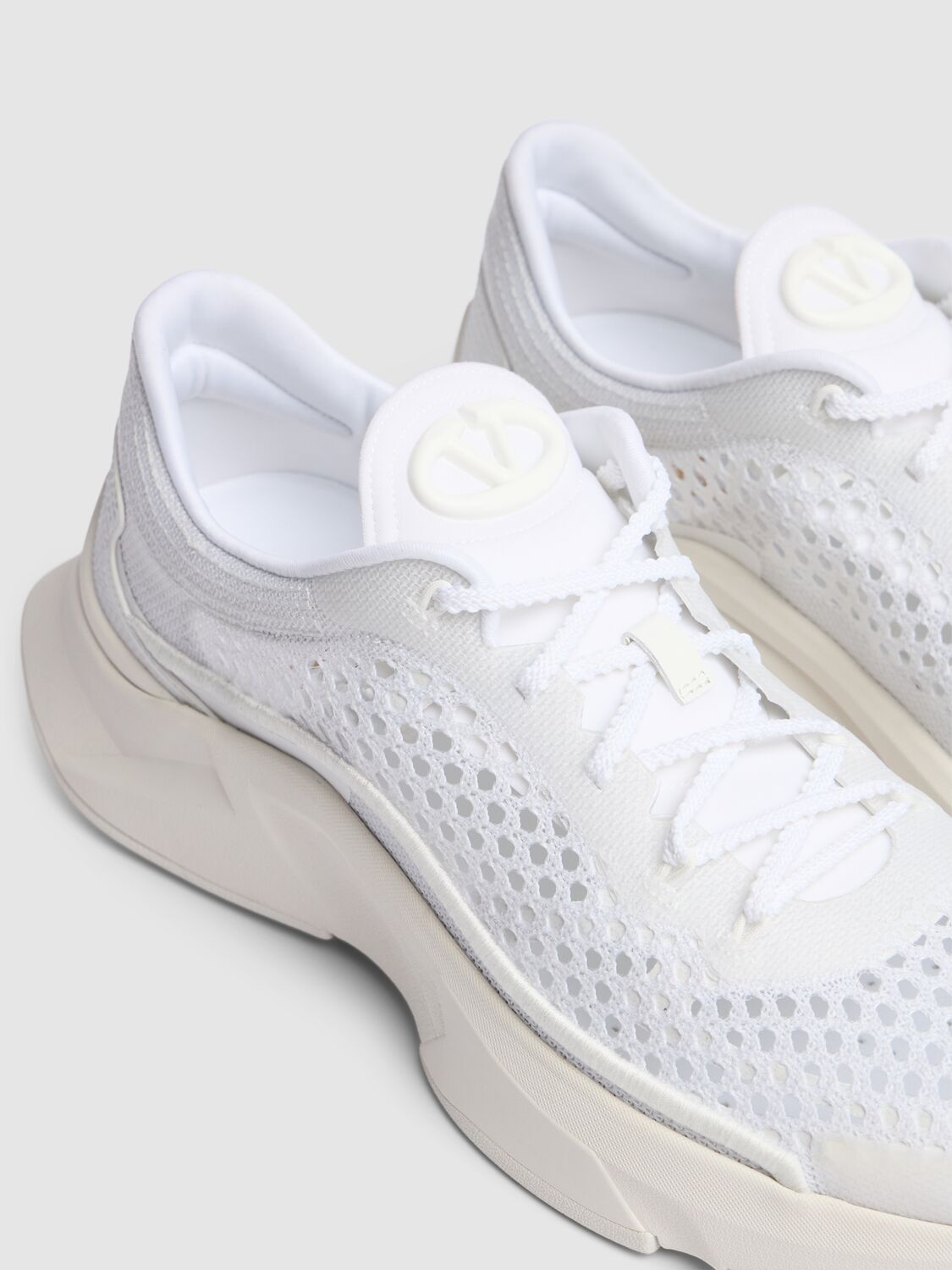 Shop Valentino Act One Mesh Sneakers In White