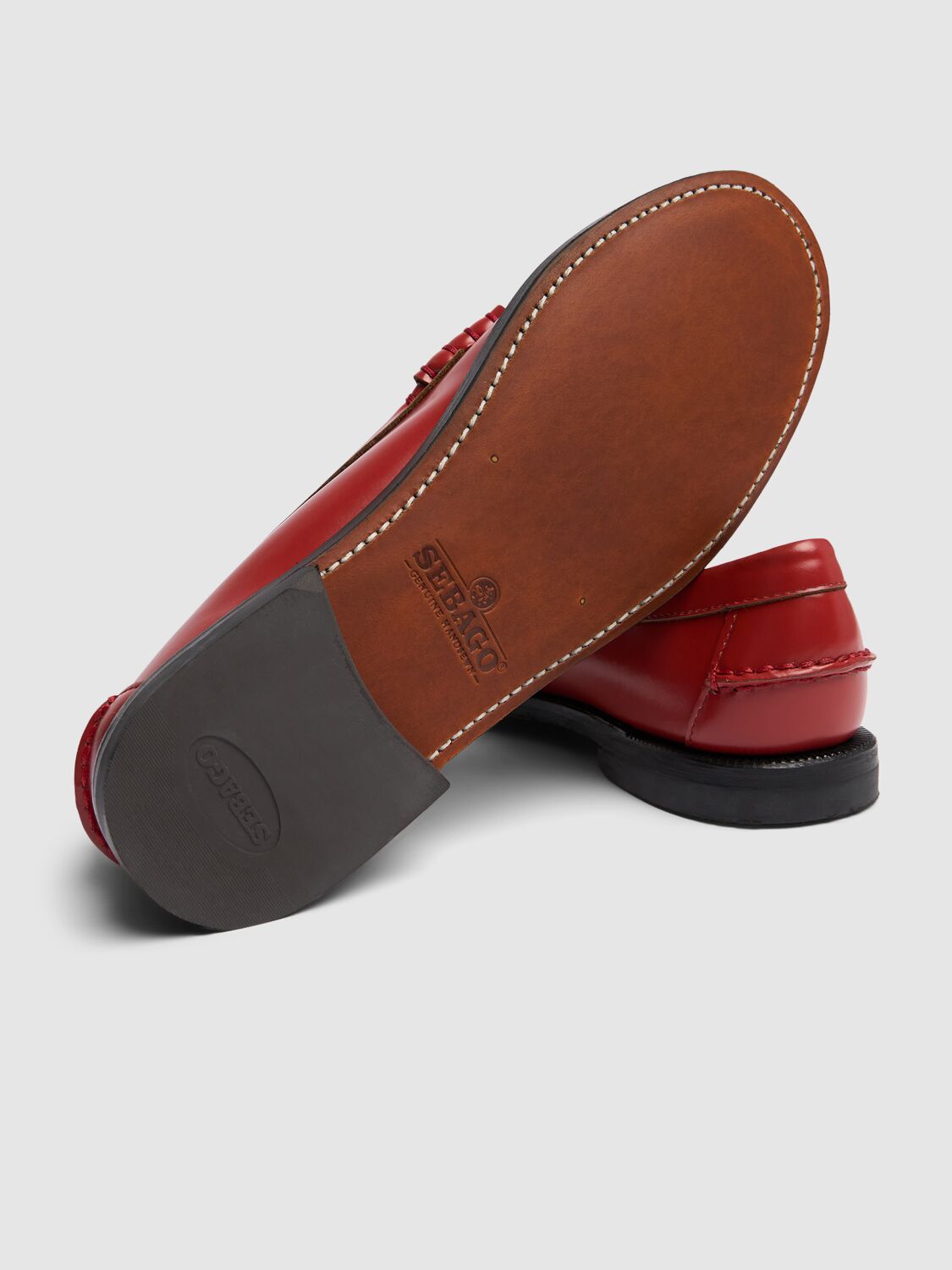 Shop Sebago Classic Dan Pigment Leather Loafers In Red