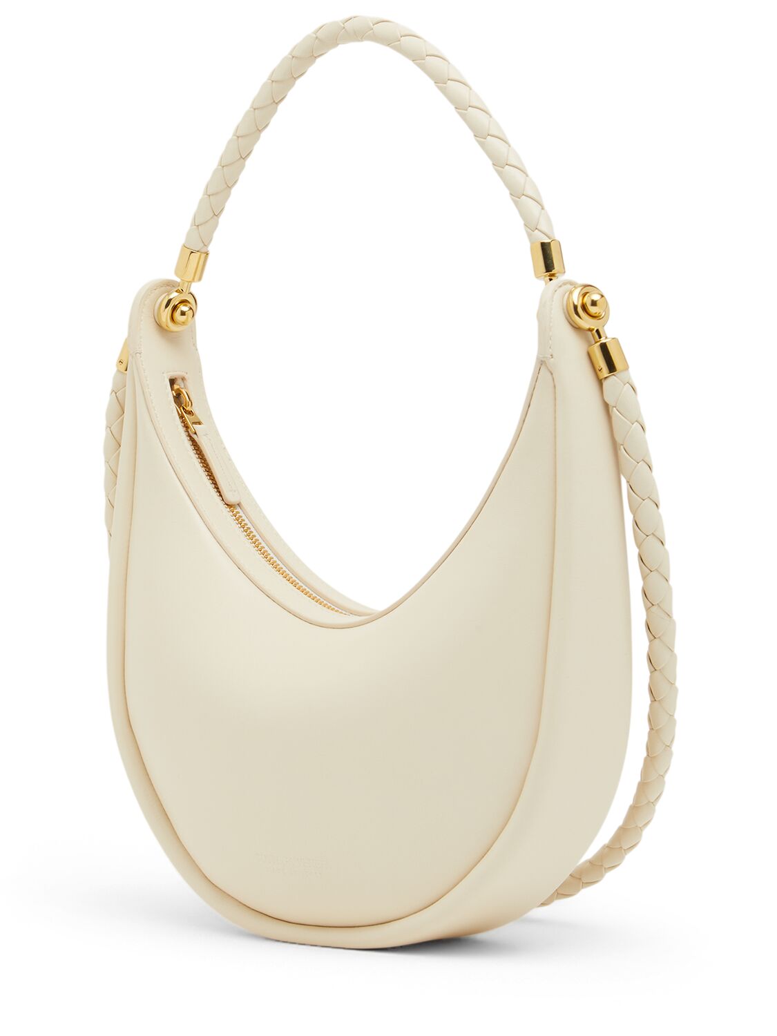 Shop Bottega Veneta Small Hula Hoop Leather Shoulder Bag In Sea Salt