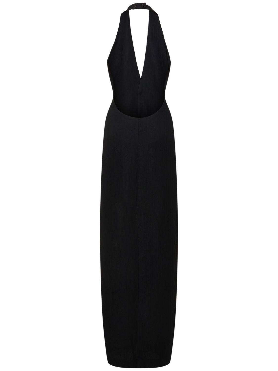 Shop Petar Petrov Linen Blend Long Halter Neck Vest Dress In Black