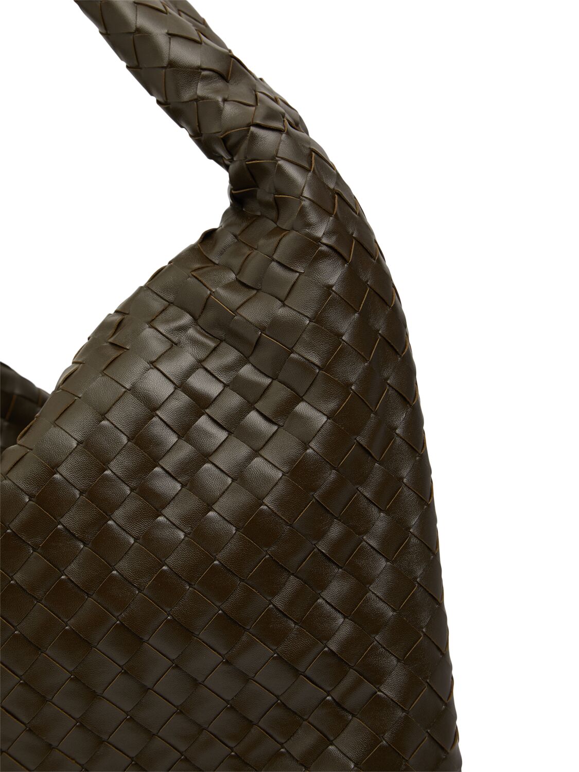 Shop Bottega Veneta Large Hop Leather Shoulder Bag In Khaki