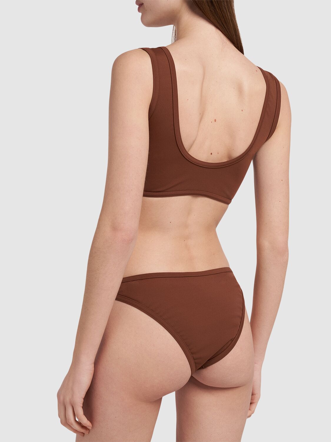 Shop Bottega Veneta Nylon Bikini Set In Pecan