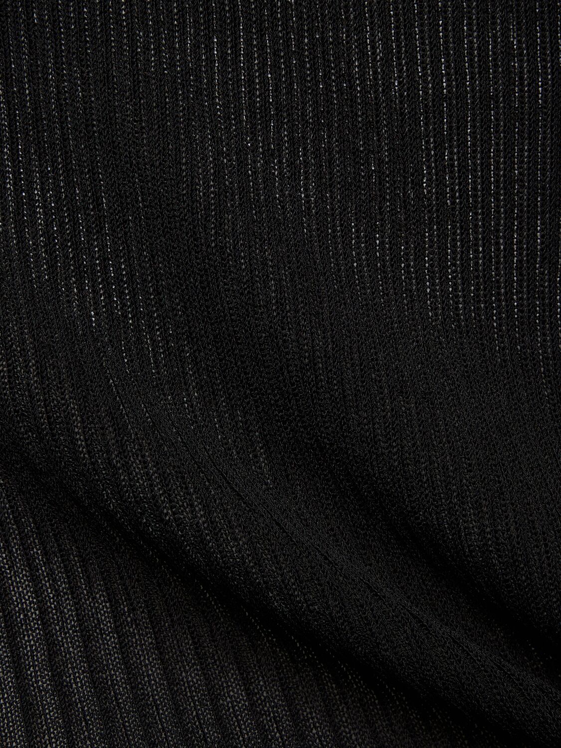 Shop Petar Petrov Silk Rib Knit High Slit Long Skirt In Black