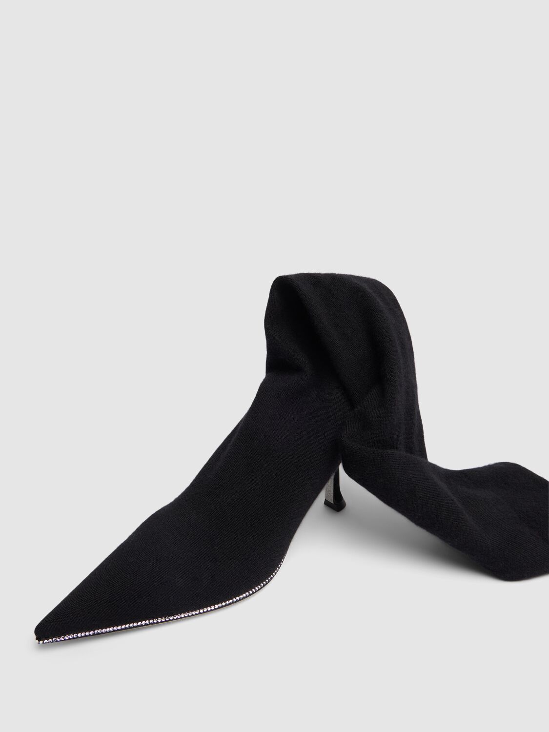 René Caovilla 80mm Grace Cashmere Over-the-knee Boots In Black/silver